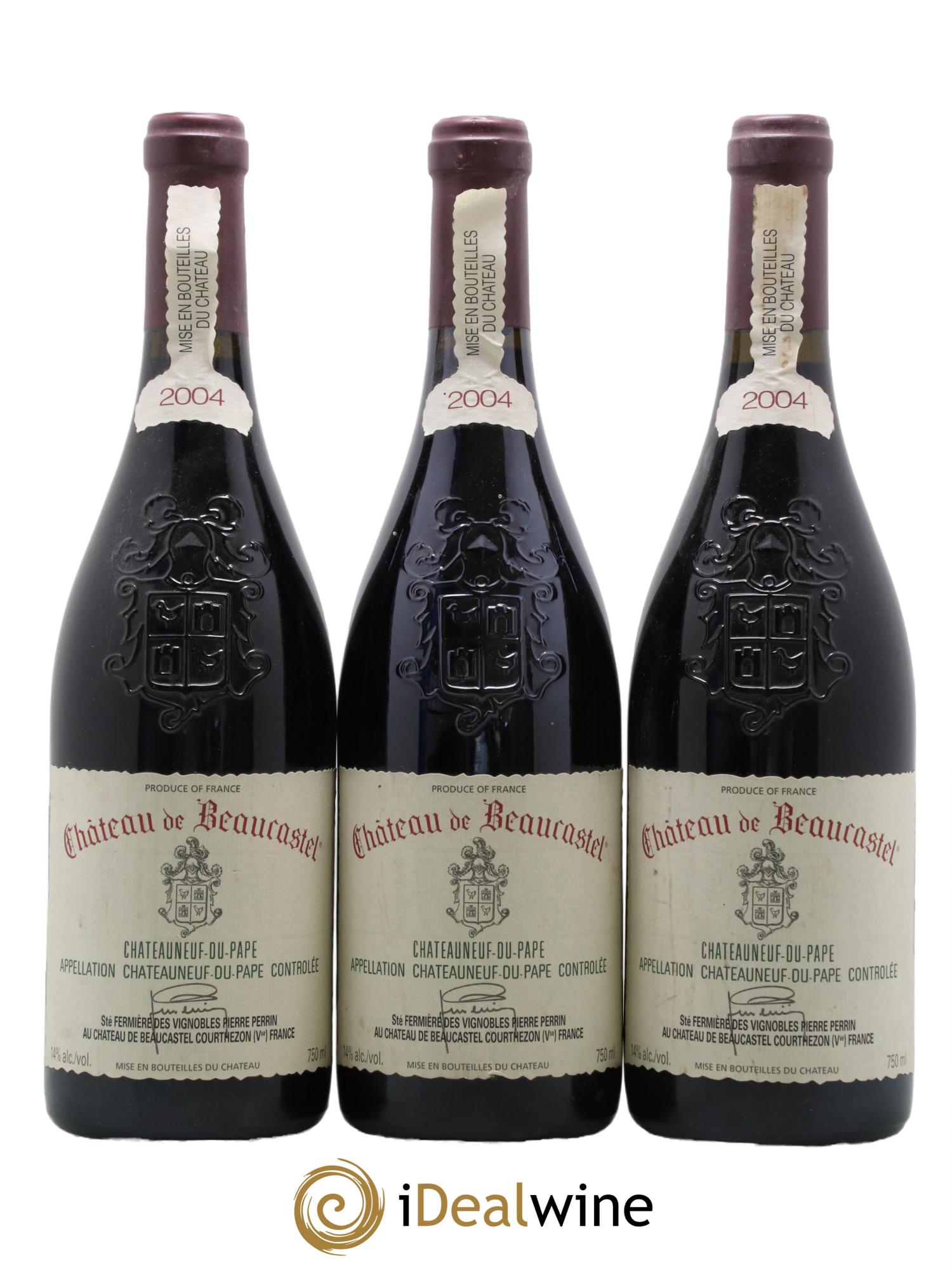 Châteauneuf-du-Pape Château de Beaucastel Famille Perrin 2004 - Lot de 3 bouteilles - 0