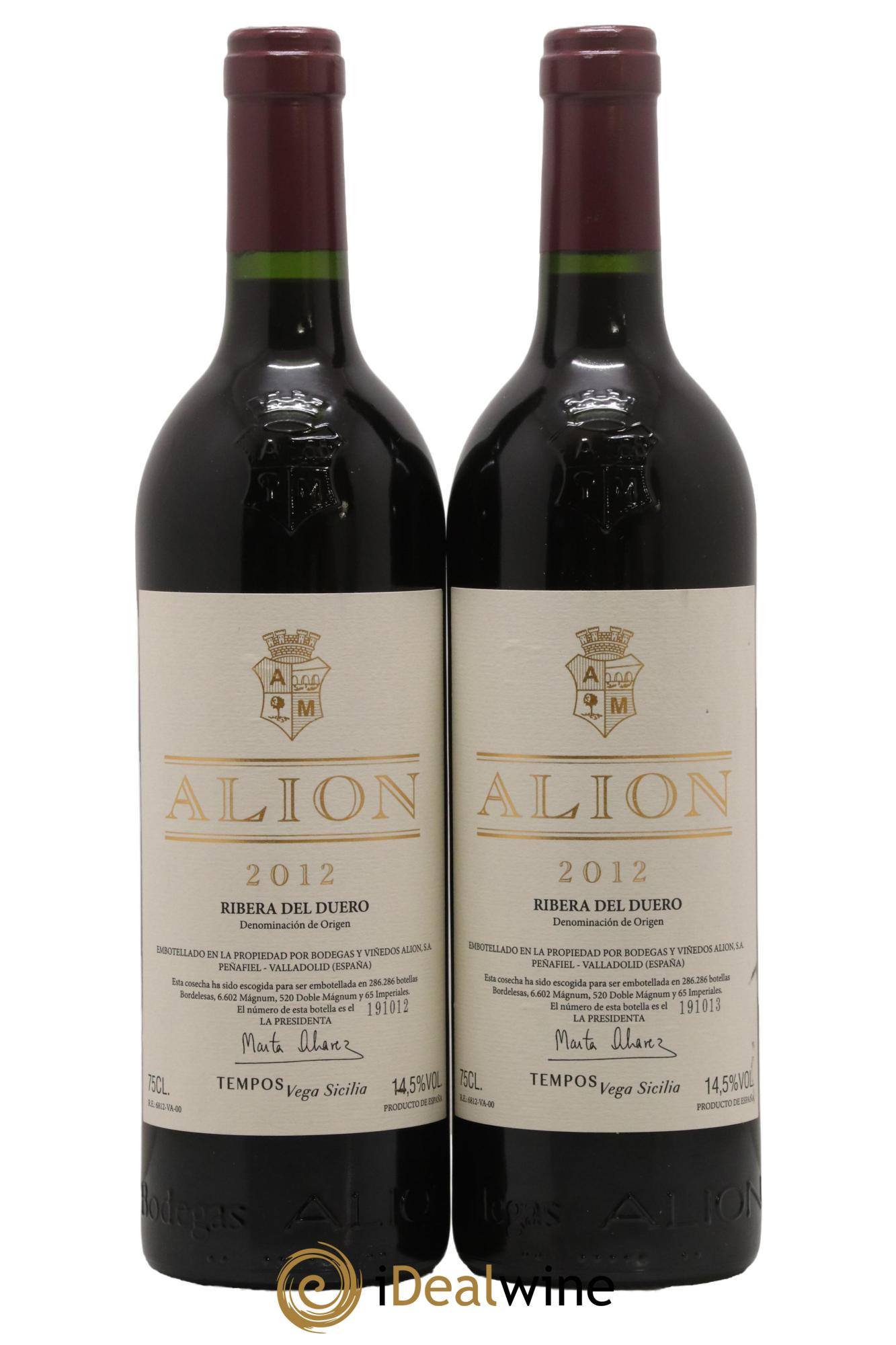Ribera Del Duero DO Vega Sicilia Alion Famille Alvarez 2012 - Lot de 2 bouteilles - 0
