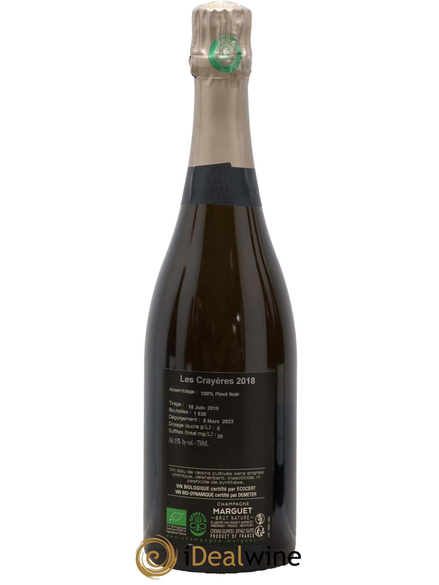 Les Crayères Grand Cru Brut Nature Marguet 2018 - Lotto di 1 bottiglia - 1