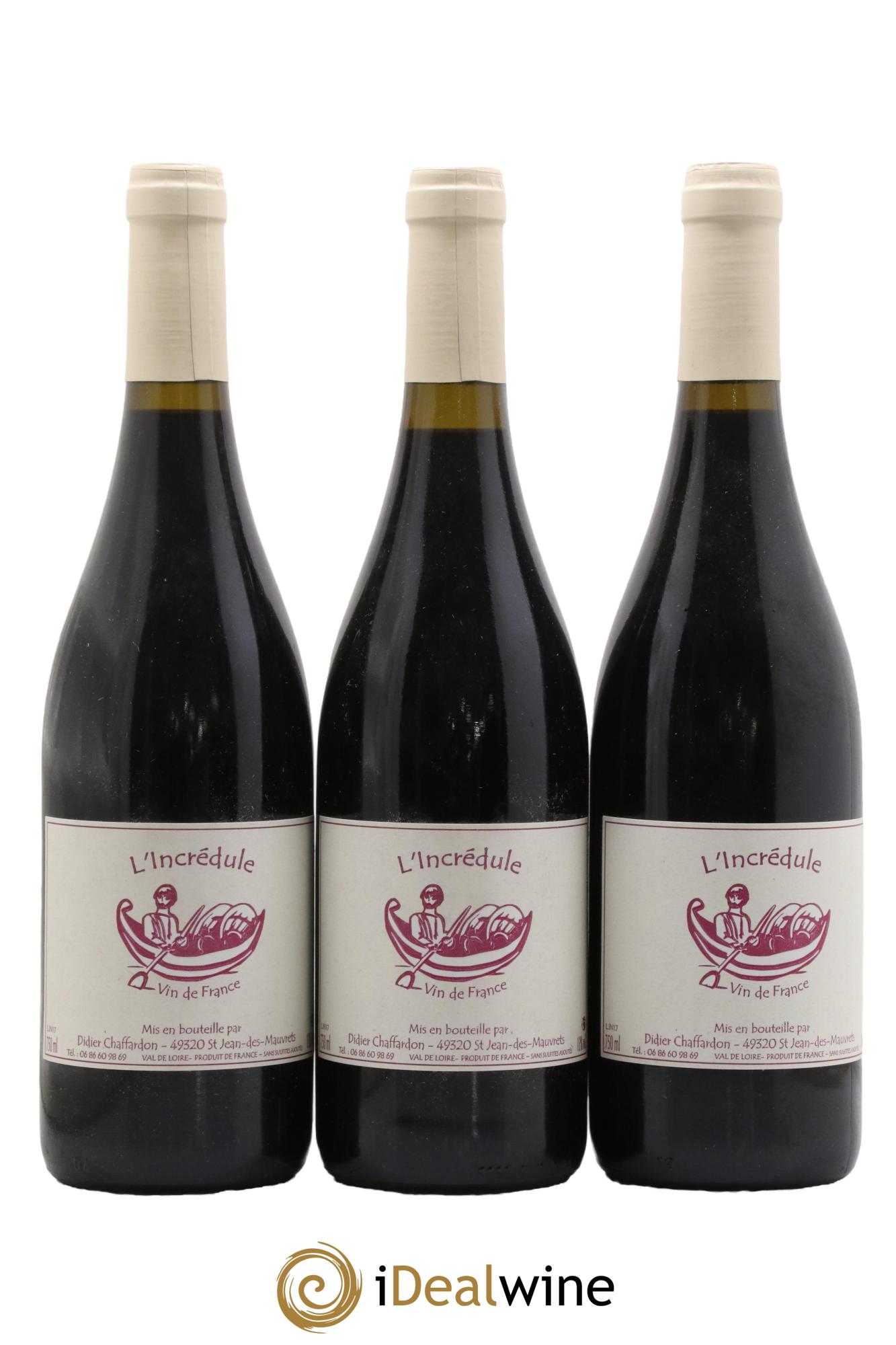 Vin de France L'incrédule Didier Chaffardon 2017 - Lot de 3 bouteilles - 0