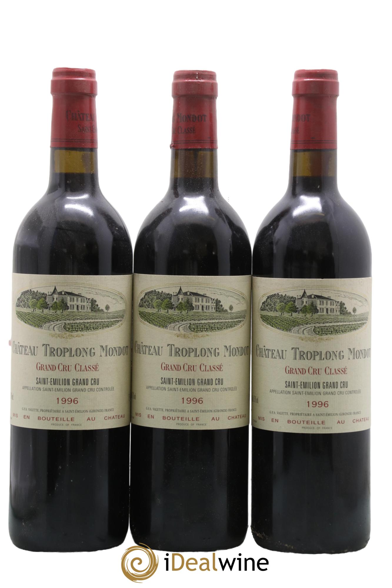 Château Troplong Mondot 1er Grand Cru Classé B 1996 - Posten von 3 Flaschen - 0
