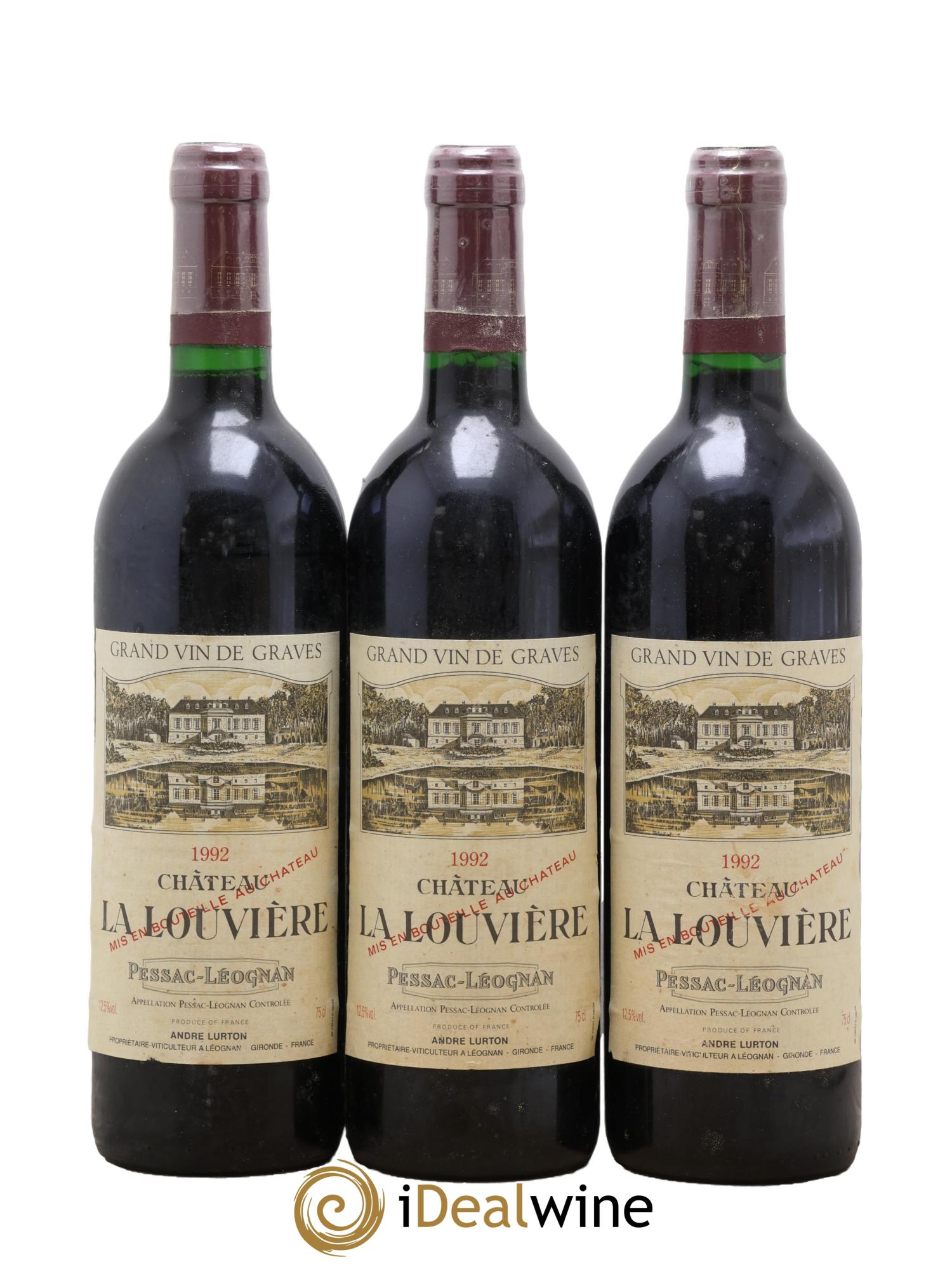 Château la Louvière 1992 - Lot de 3 bouteilles - 0