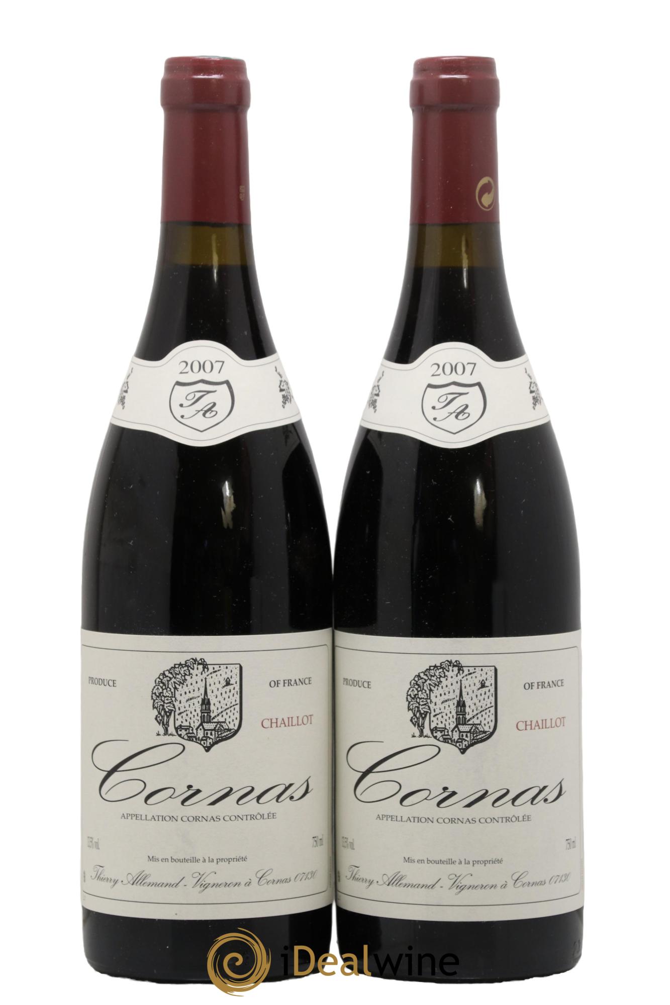 Cornas Chaillot Thierry Allemand 2007 - Lotto di 2 bottiglie - 0