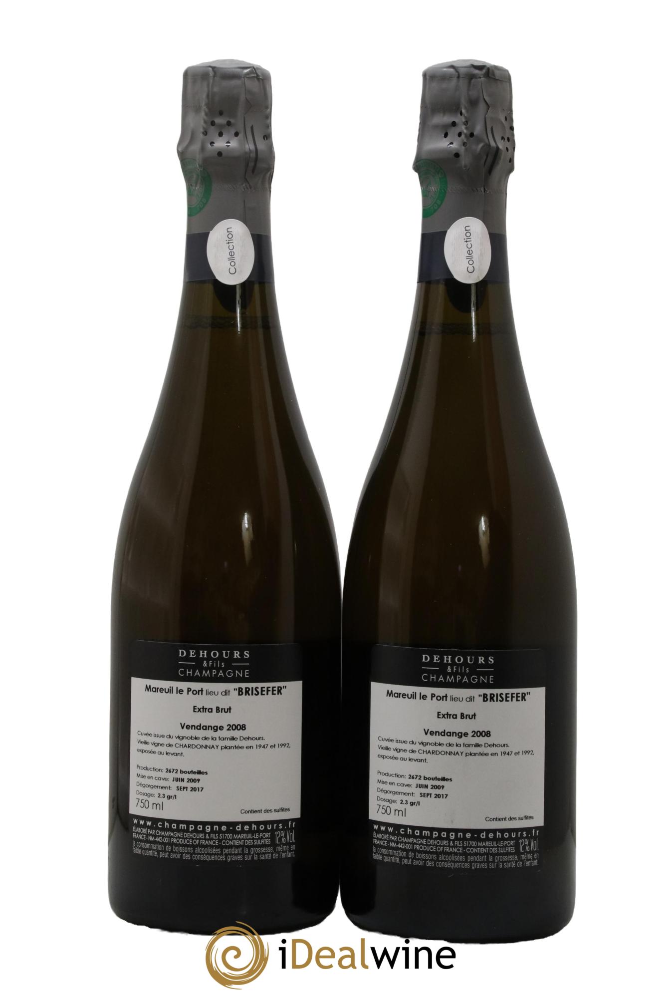 Lieu-dit Brisefer Extra-Brut Dehours & Fils 2008 - Lot of 2 bottles - 1