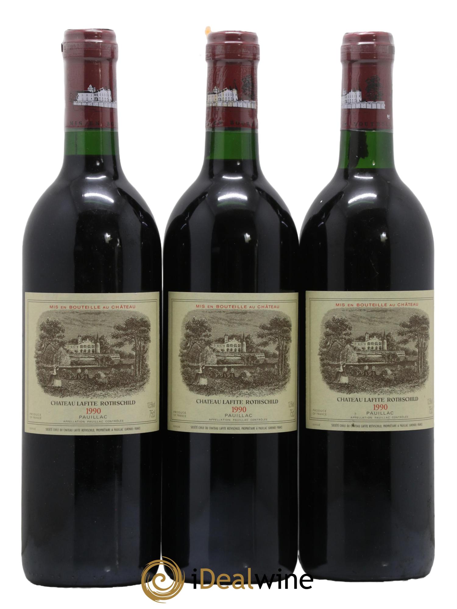Château Lafite Rothschild 1er Grand Cru Classé 1990 - Lot de 3 bouteilles - 0