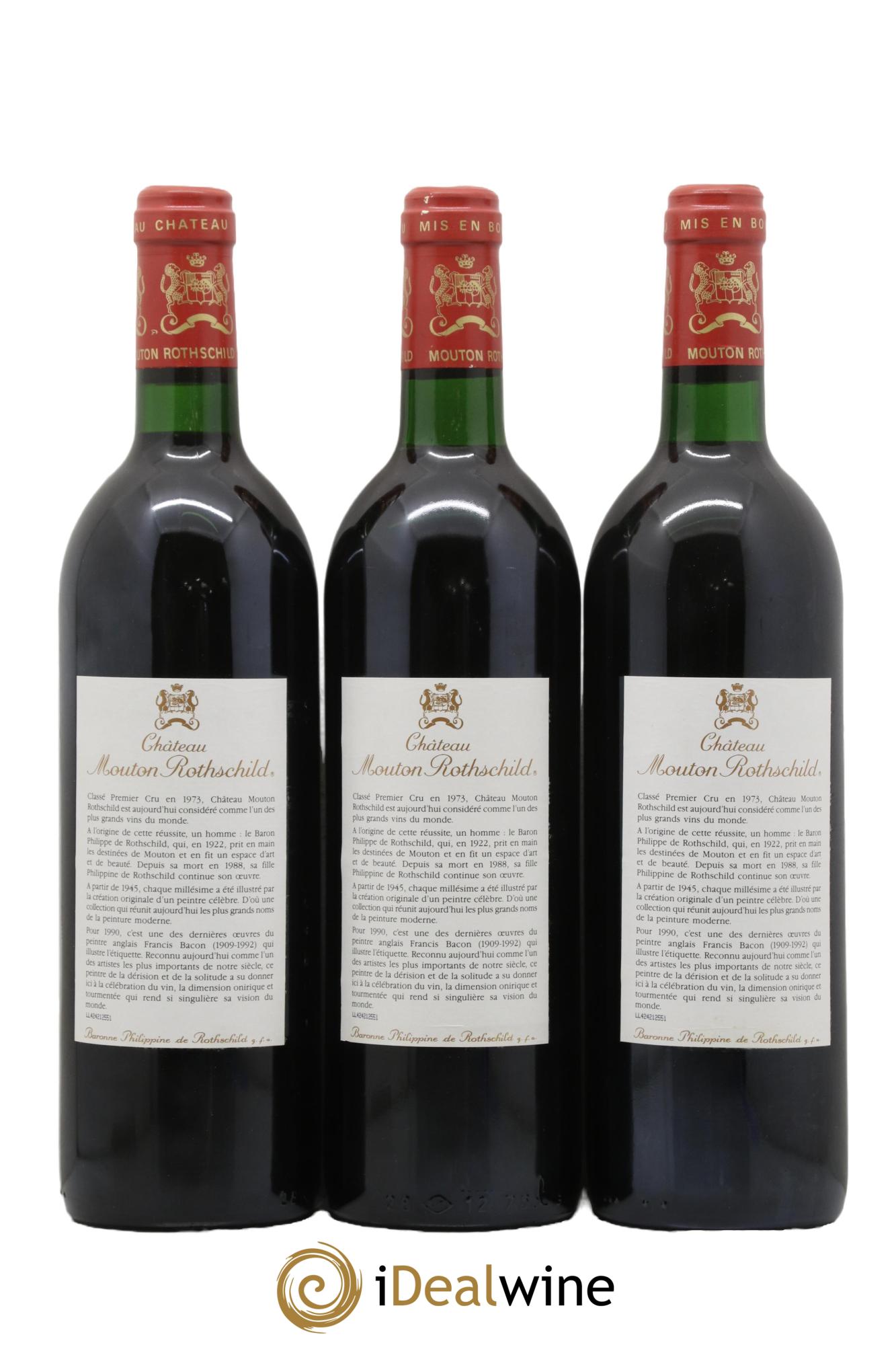 Château Mouton Rothschild 1er Grand Cru Classé 1990 - Lot of 3 bottles - 1