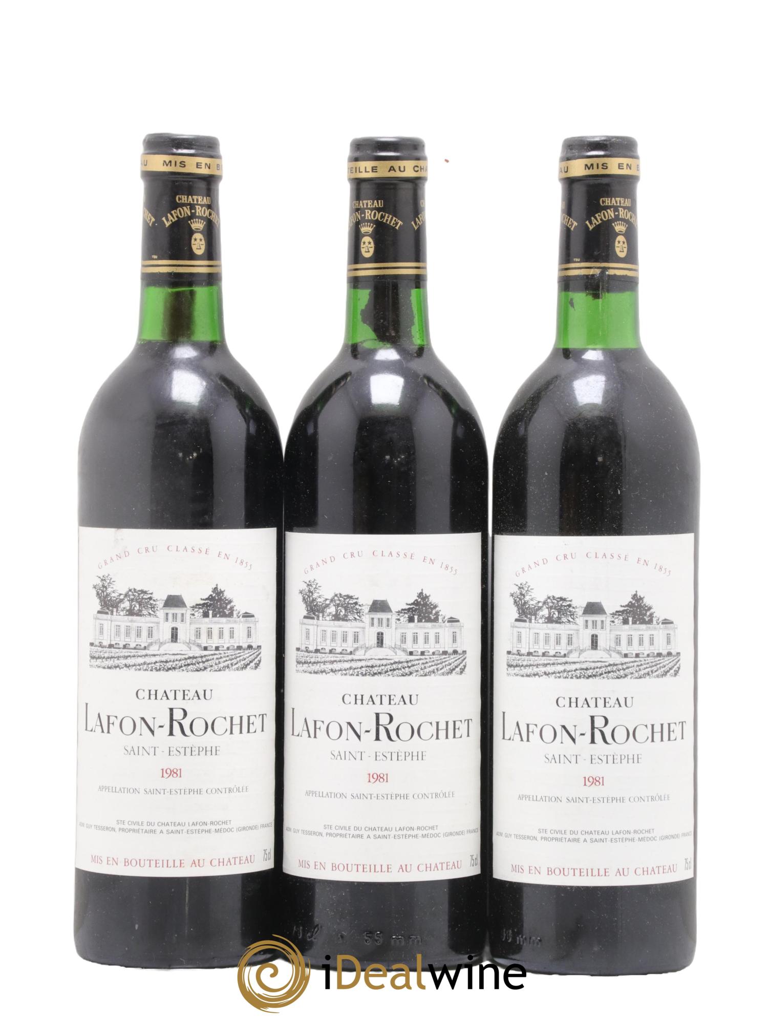 Château Lafon Rochet 4ème Grand Cru Classé 1981 - Lotto di 3 bottiglie - 0