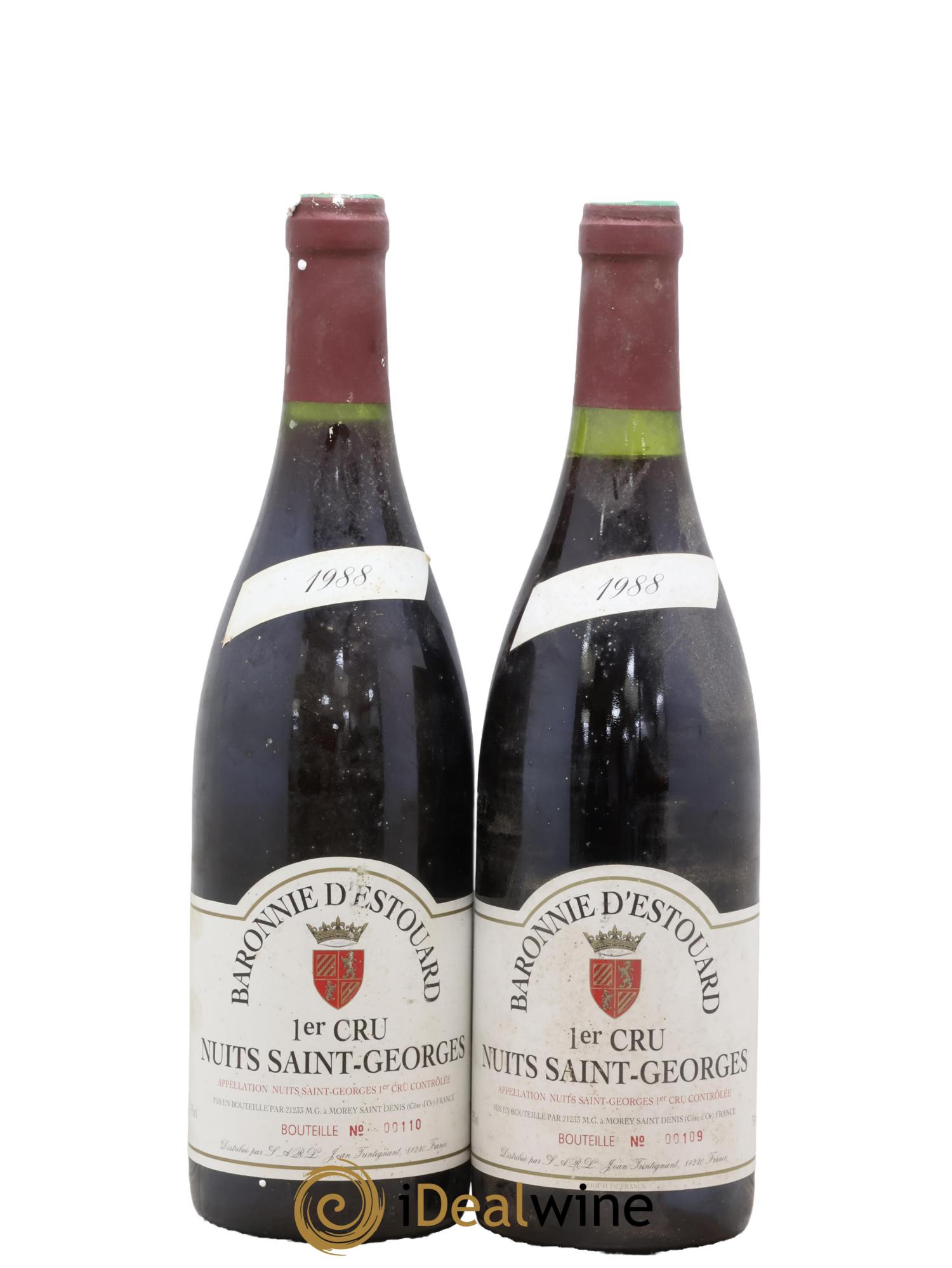 Nuits-Saint-Georges 1er Cru Baronnie D'Estouard 1988 - Lot de 2 bouteilles - 0