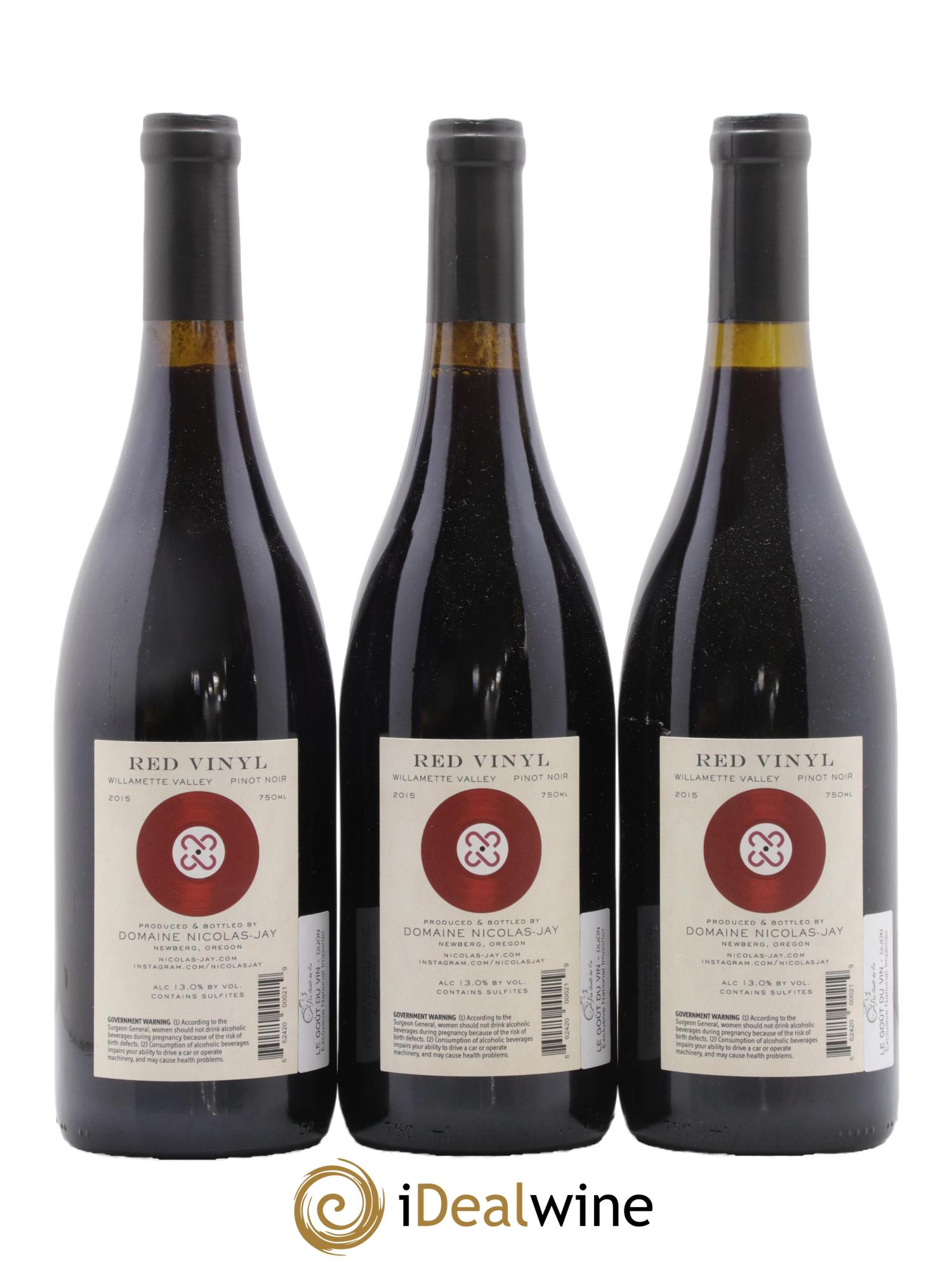 USA Willamette Valley Red Vinyl Nicolas Jay 2015 - Lot de 3 bouteilles - 1