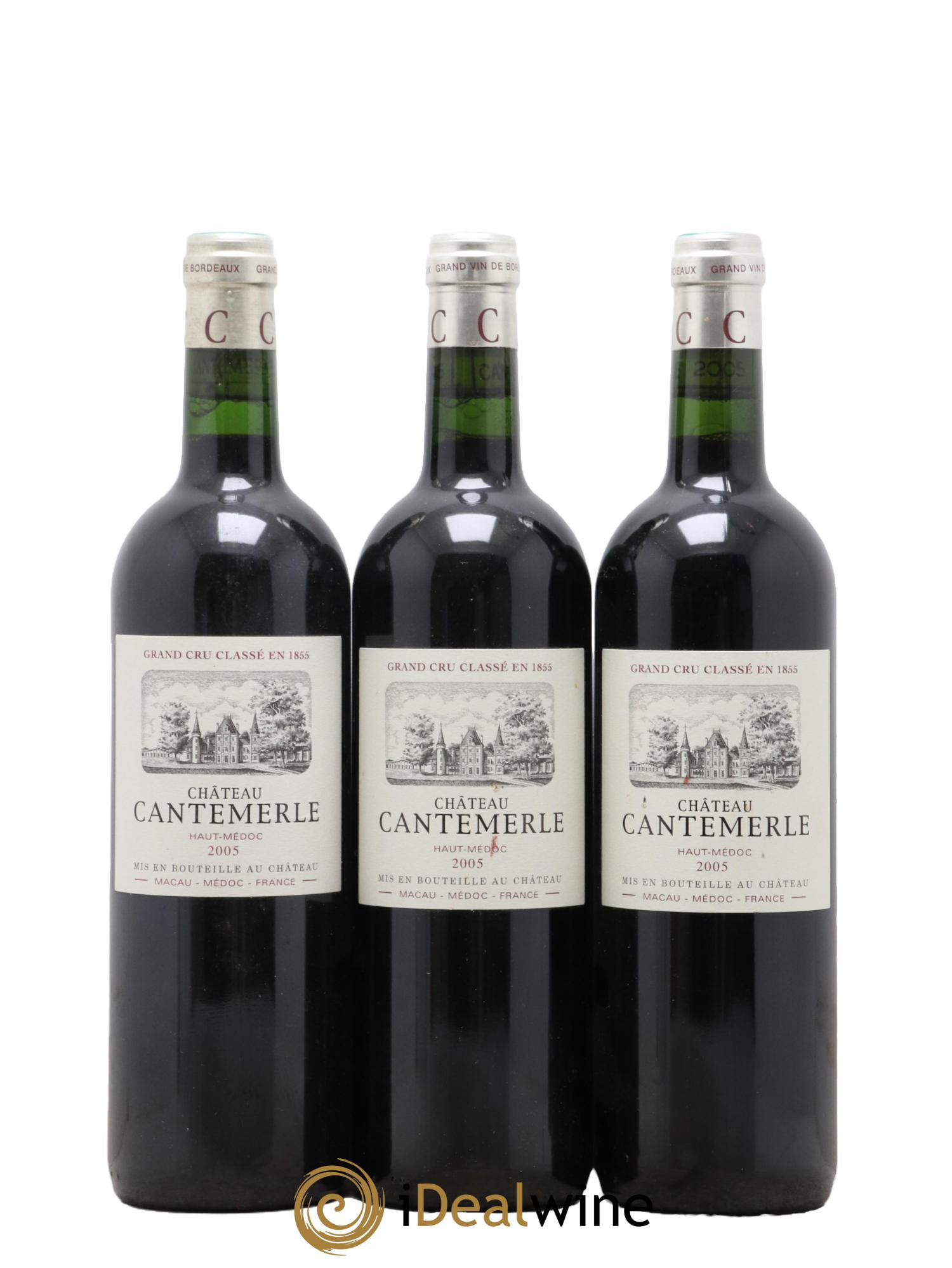 Château Cantemerle 5ème Grand Cru Classé 2005 - Lotto di 3 bottiglie - 0