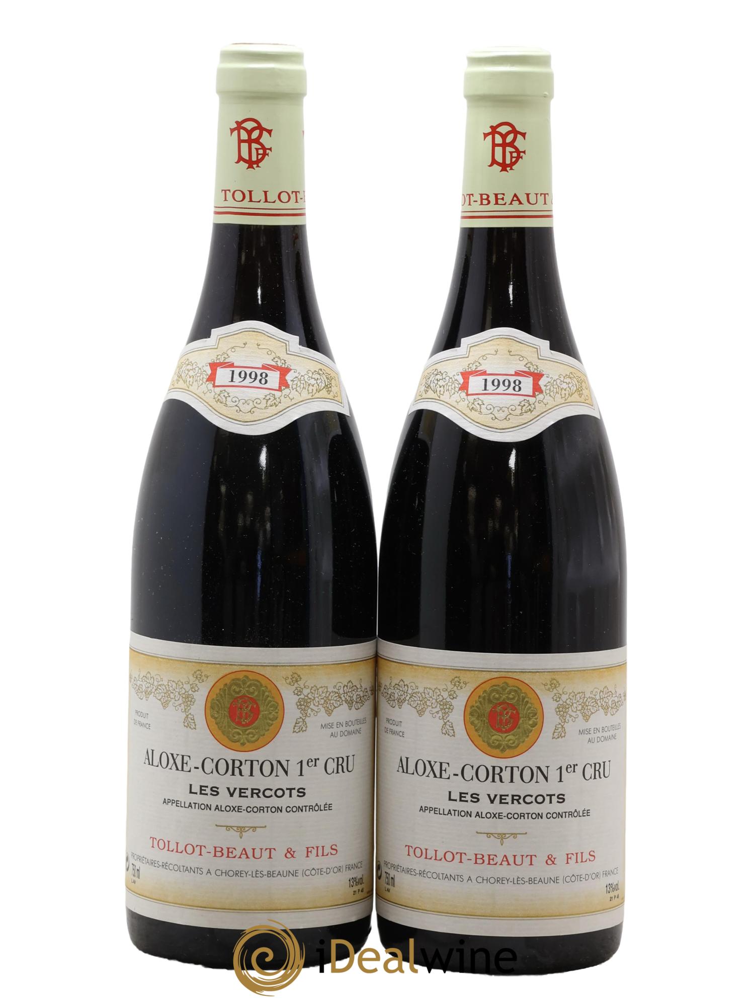 Aloxe-Corton 1er Cru Les Vercots Tollot Beaut (Domaine) 1998 - Posten von 2 Flaschen - 0