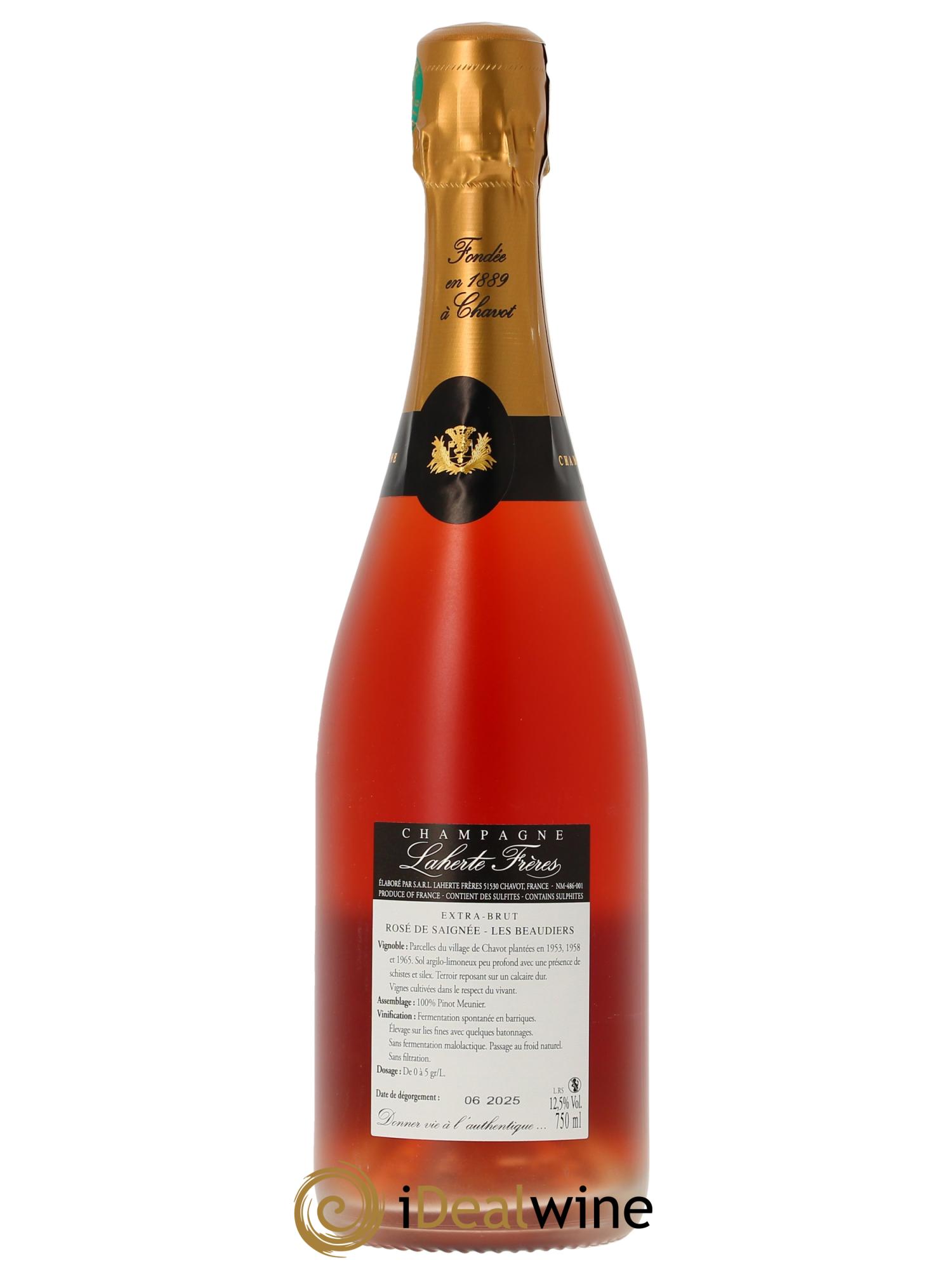 Rosé de Saignée Les Beaudiers Extra-Brut Laherte Frères  2021 - Lot de 1 bouteille - 1