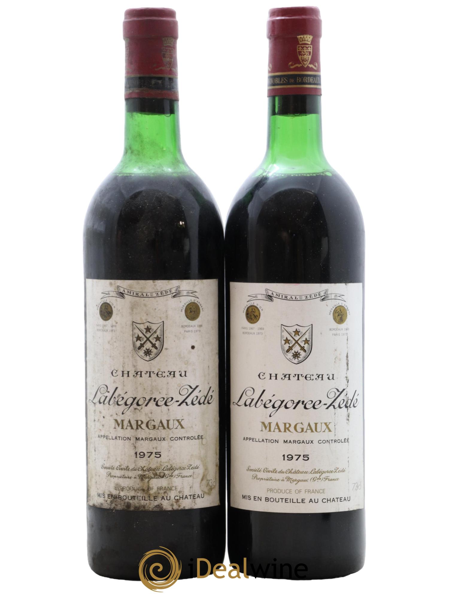 Château Labegorce Zédé Cru Bourgeois 1975 - Lot de 2 bouteilles - 0