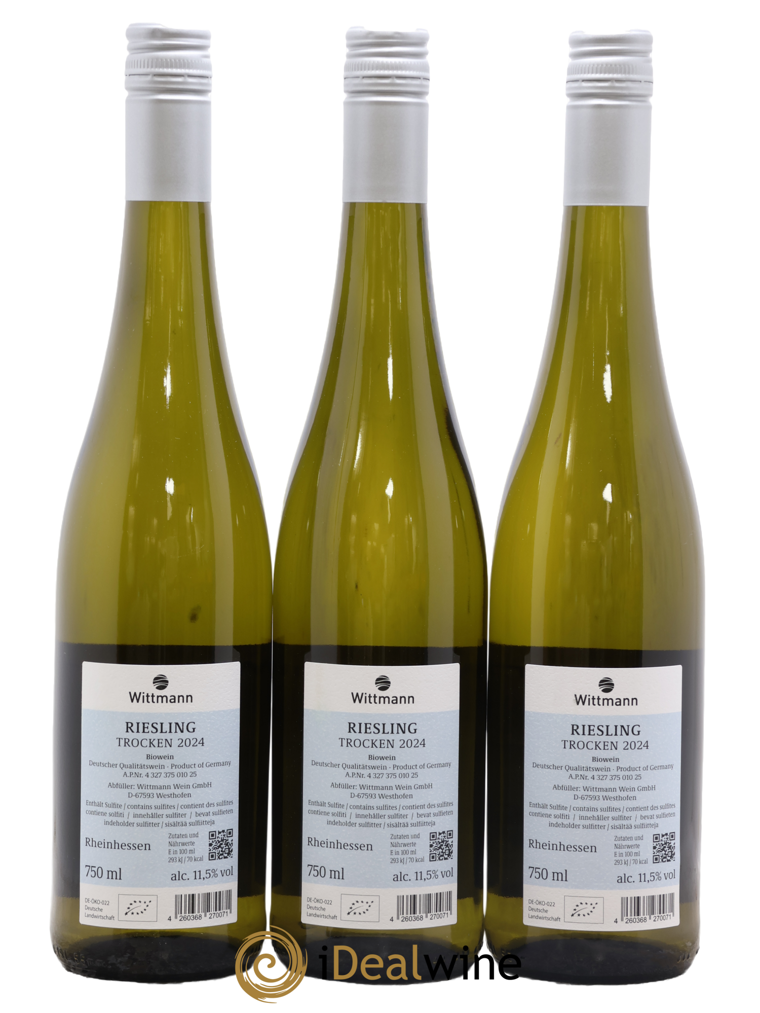 Allemagne Rheinhessen 100 Hugel Riesling Trocken Wittmann 2024 - Lot of 3 bottles - 1