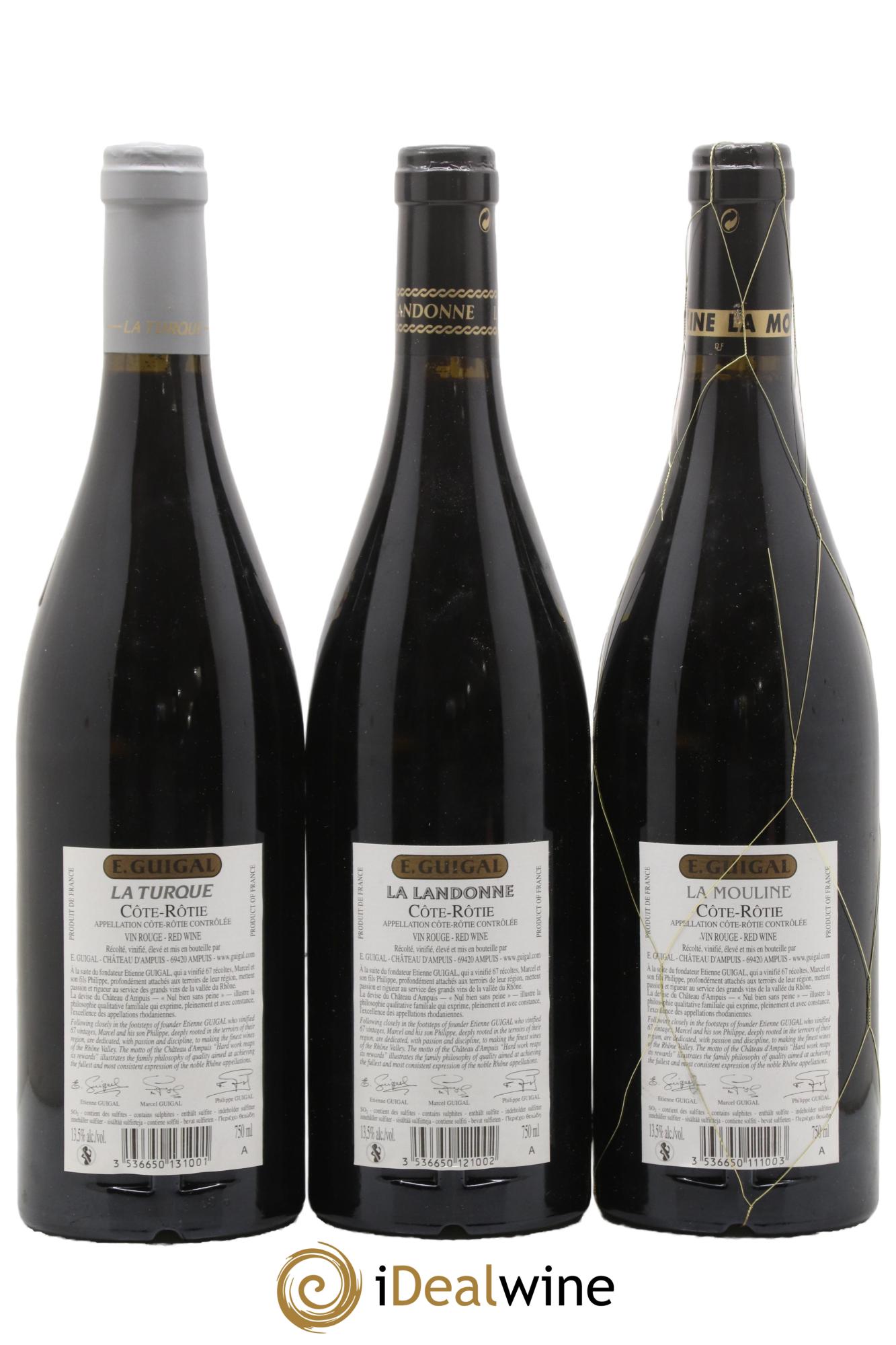Côte-Rôtie Guigal Trilogie La Turque - La Landonne - La Mouline 2016 - Lot of 3 bottles - 1