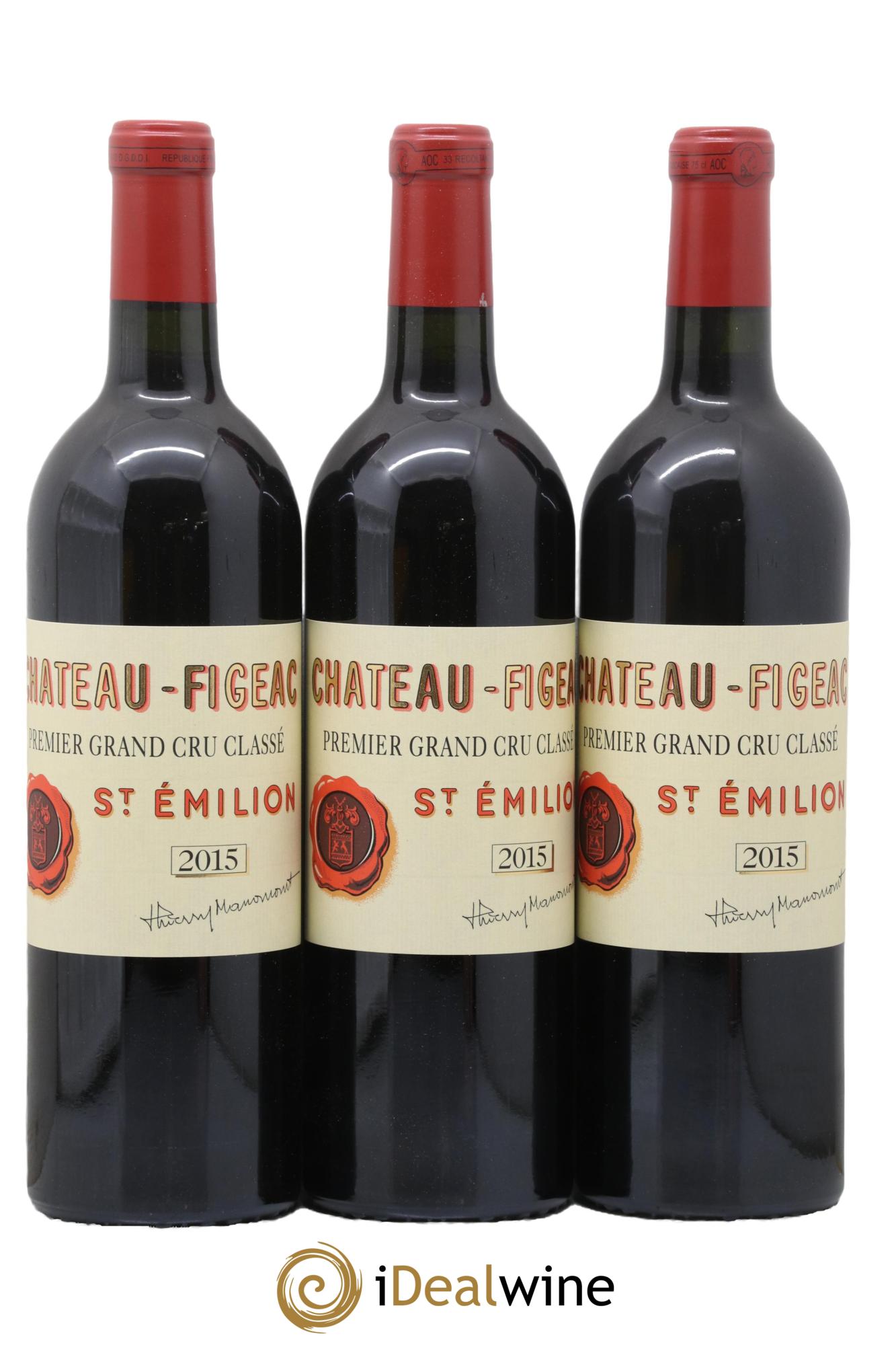 Château Figeac 1er Grand Cru Classé A 2015 - Lotto di 3 bottiglie - 0