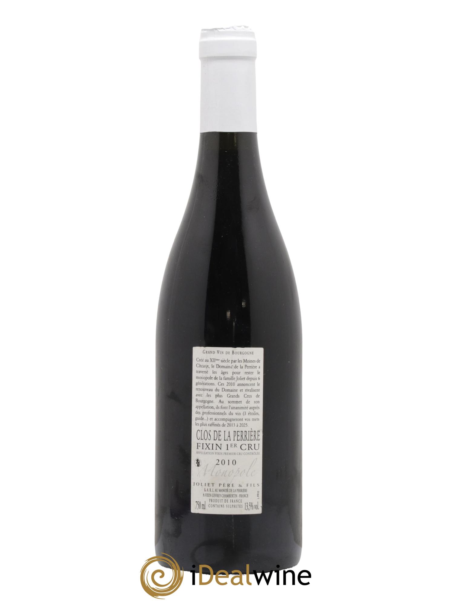 Fixin 1er Cru Clos de la Perrière Joliet Père & Fils (Domaine) 2010 - Lot de 1 bouteille - 1