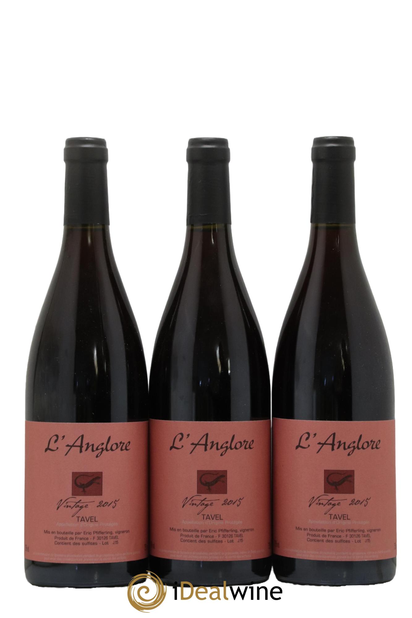 Tavel Vintage L'Anglore 2015 - Lot of 3 bottles - 0