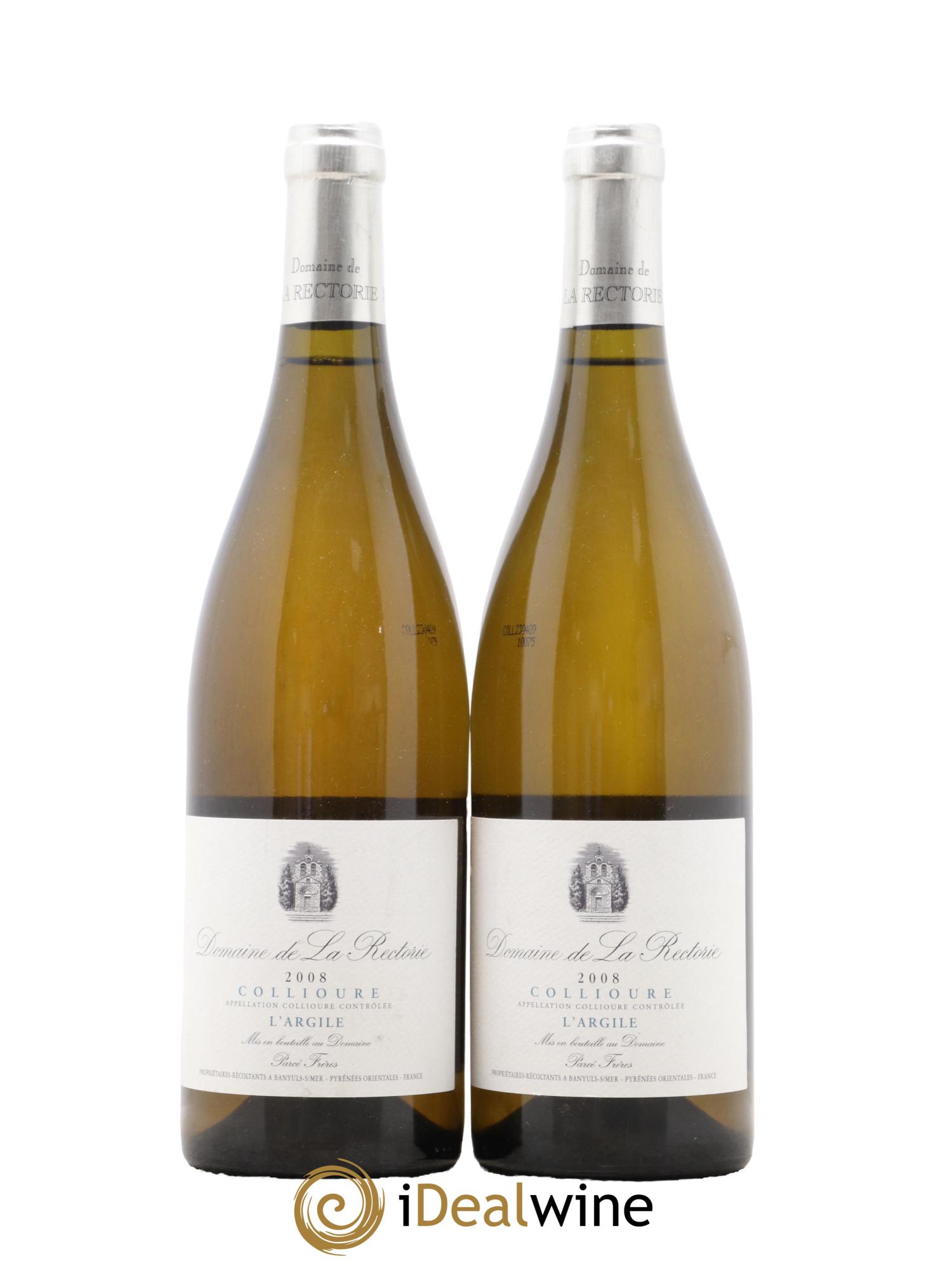 Collioure La Rectorie (Domaine de) L'Argile Thierry et Jean Emmanuel Parcé 2008 - Lot de 2 bouteilles - 0