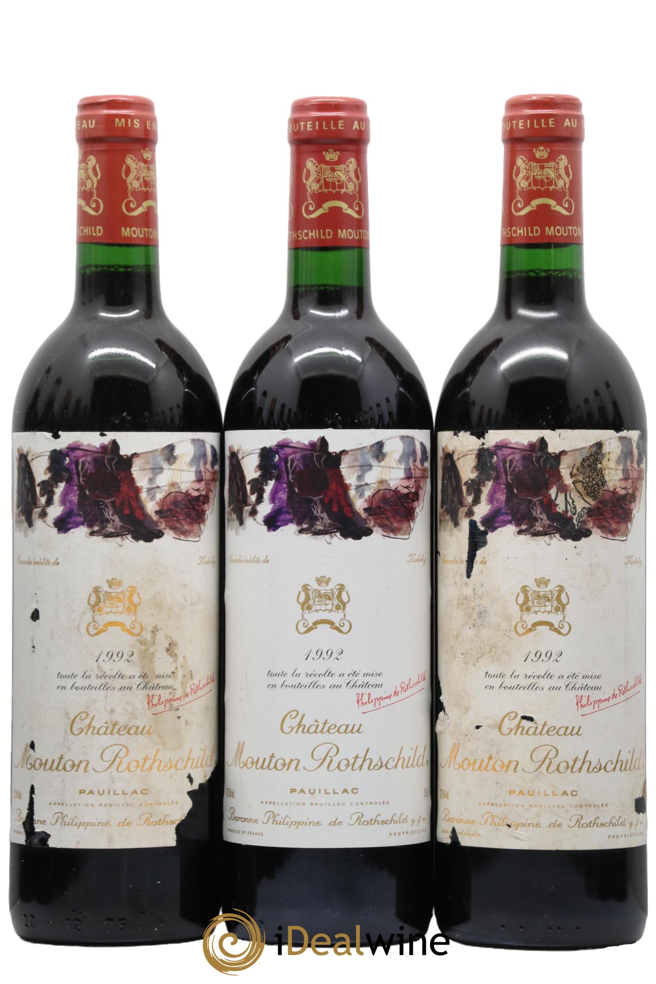 Château Mouton Rothschild 1er Grand Cru Classé 1992 - Lotto di 3 bottiglie - 0