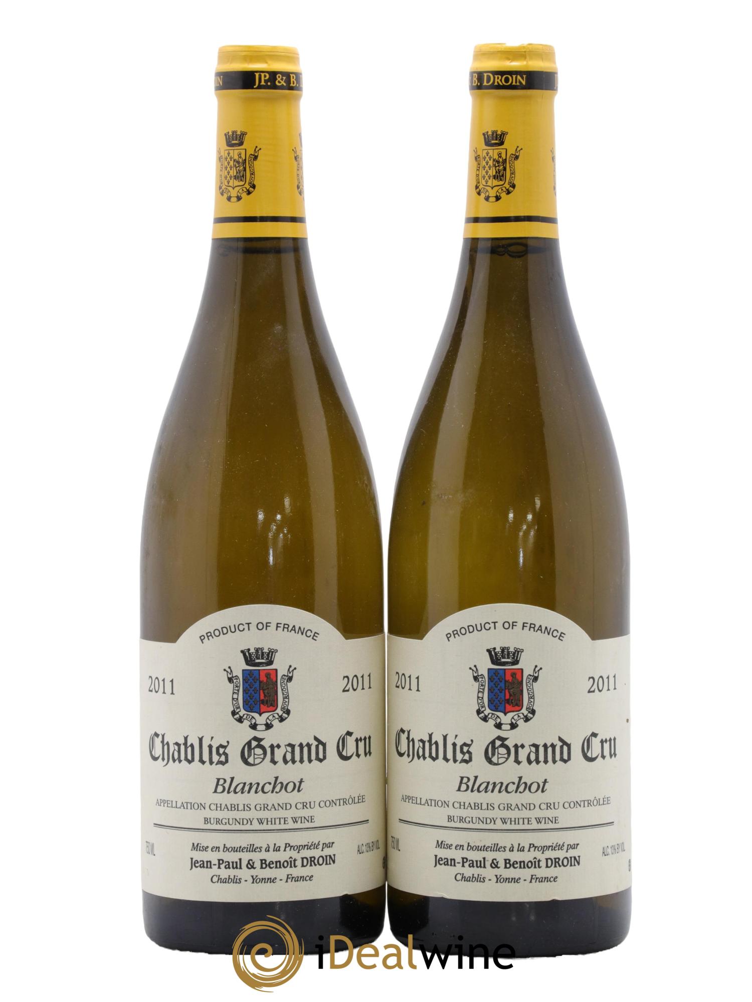 Chablis Grand Cru Blanchot Jean-Paul & Benoît Droin (Domaine) 2011 - Lot of 2 bottles - 0