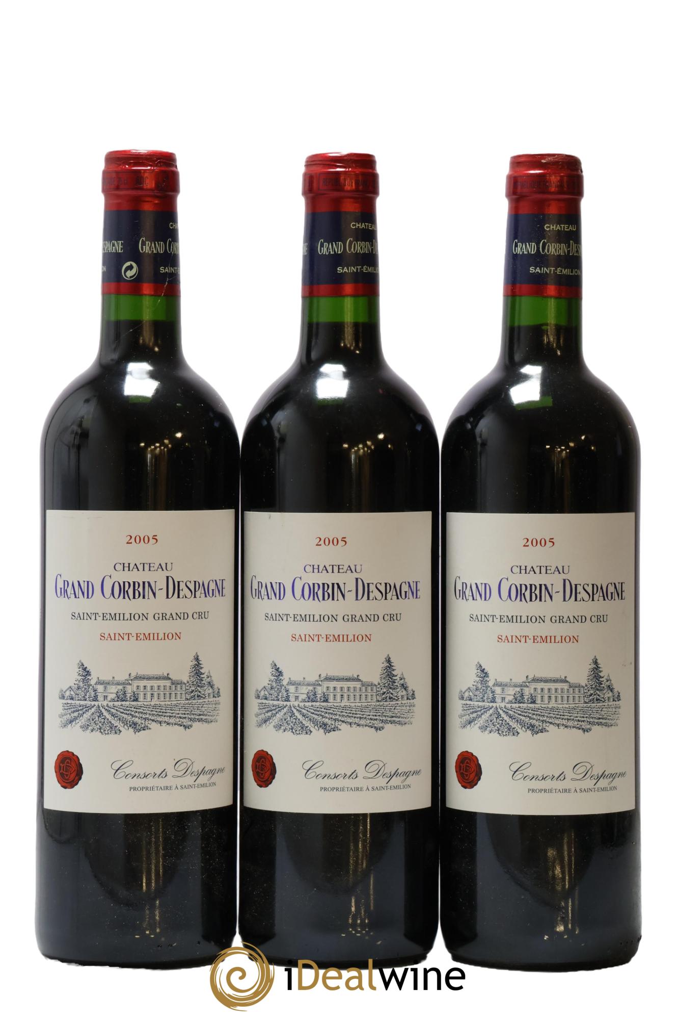 Château Grand Corbin Despagne Grand Cru Classé 2005 - Lot de 3 bouteilles - 0