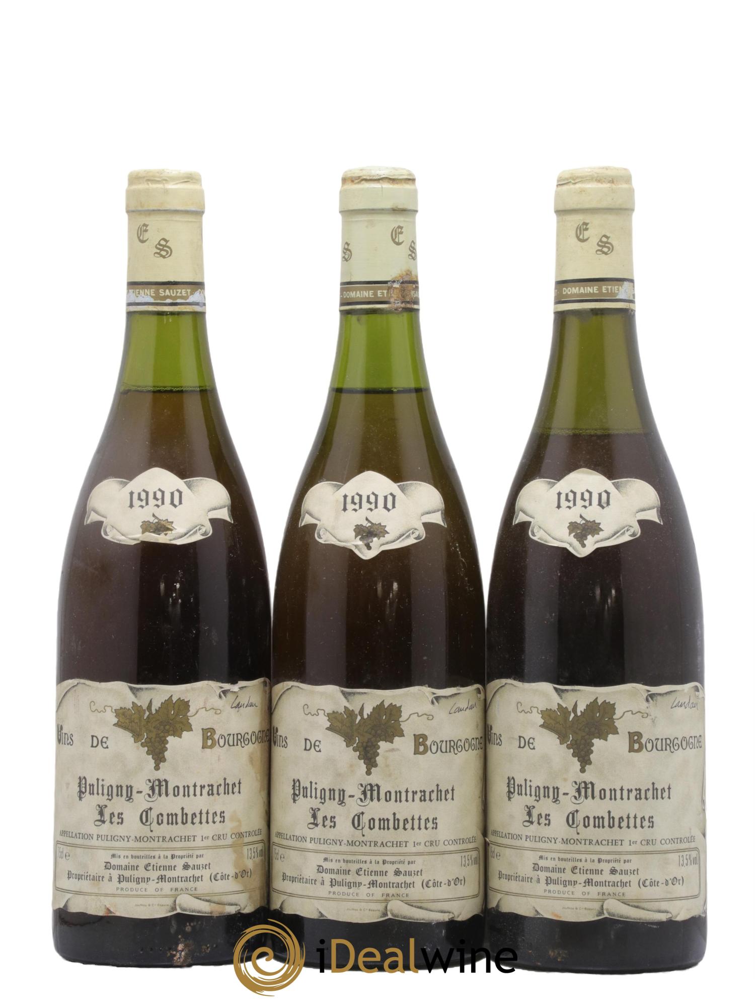 Puligny-Montrachet 1er Cru Les Combettes Etienne Sauzet  1990 - Lot of 3 bottles - 0