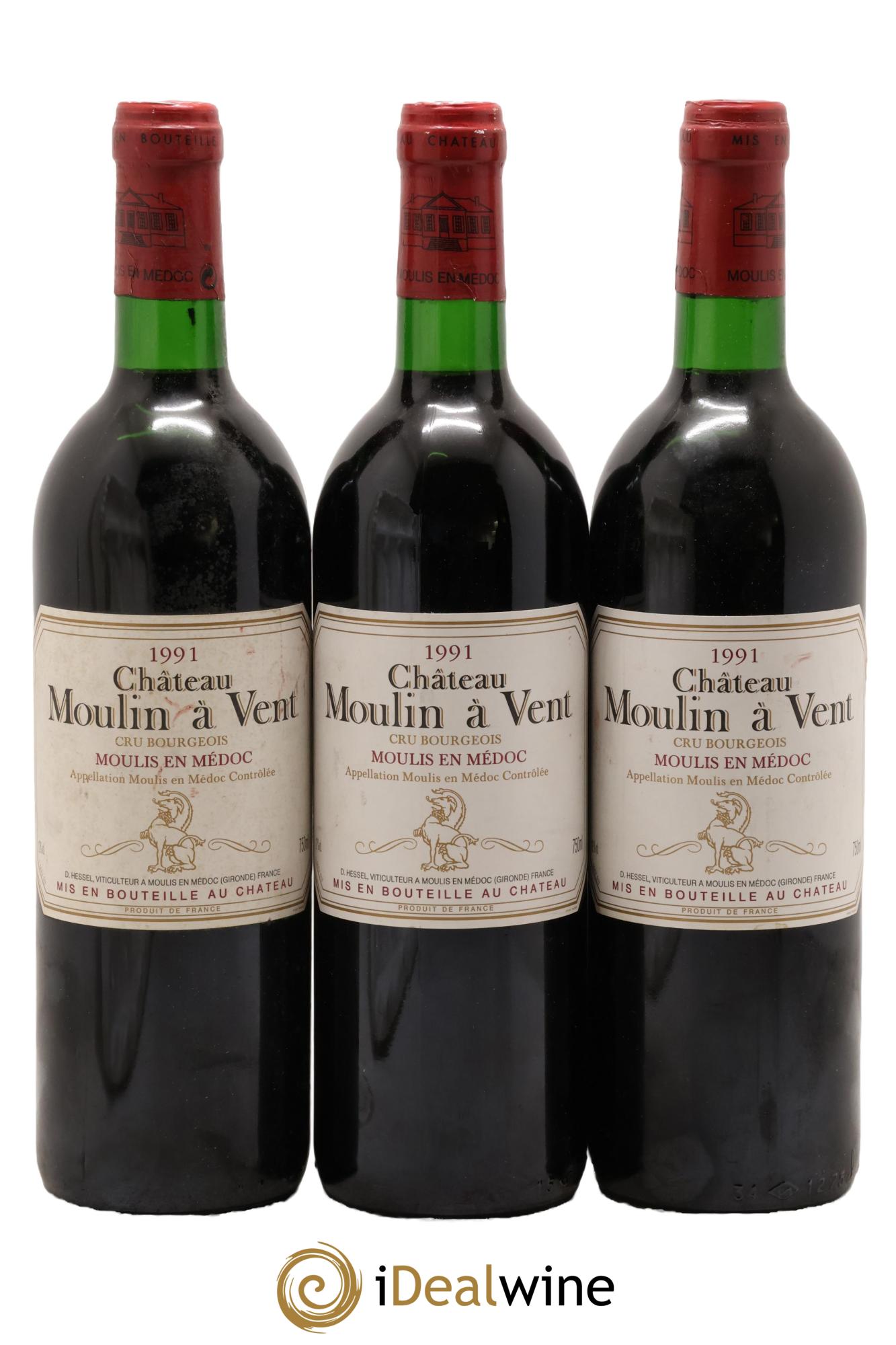 Moulis en Médoc Château Moulin à Vent 1991 - Posten von 3 Flaschen - 0