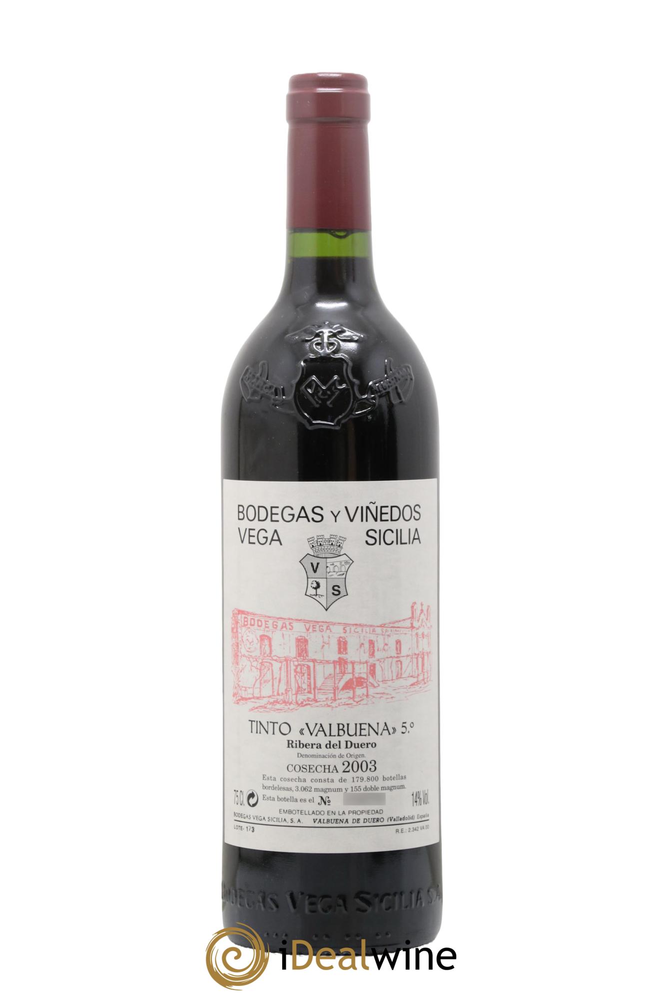 Ribera Del Duero DO Vega Sicilia Valbuena 5 ano Famille Alvarez 2003 - Lot de 1 bouteille - 0