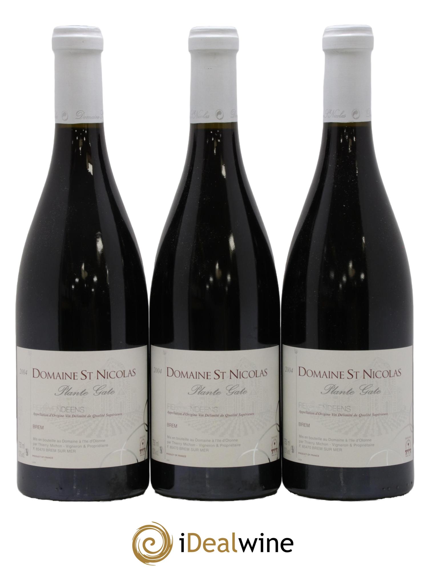 Fiefs Vendéens Brem Plante Gâte Domaine Saint Nicolas 2004 - Lot de 3 bouteilles - 0