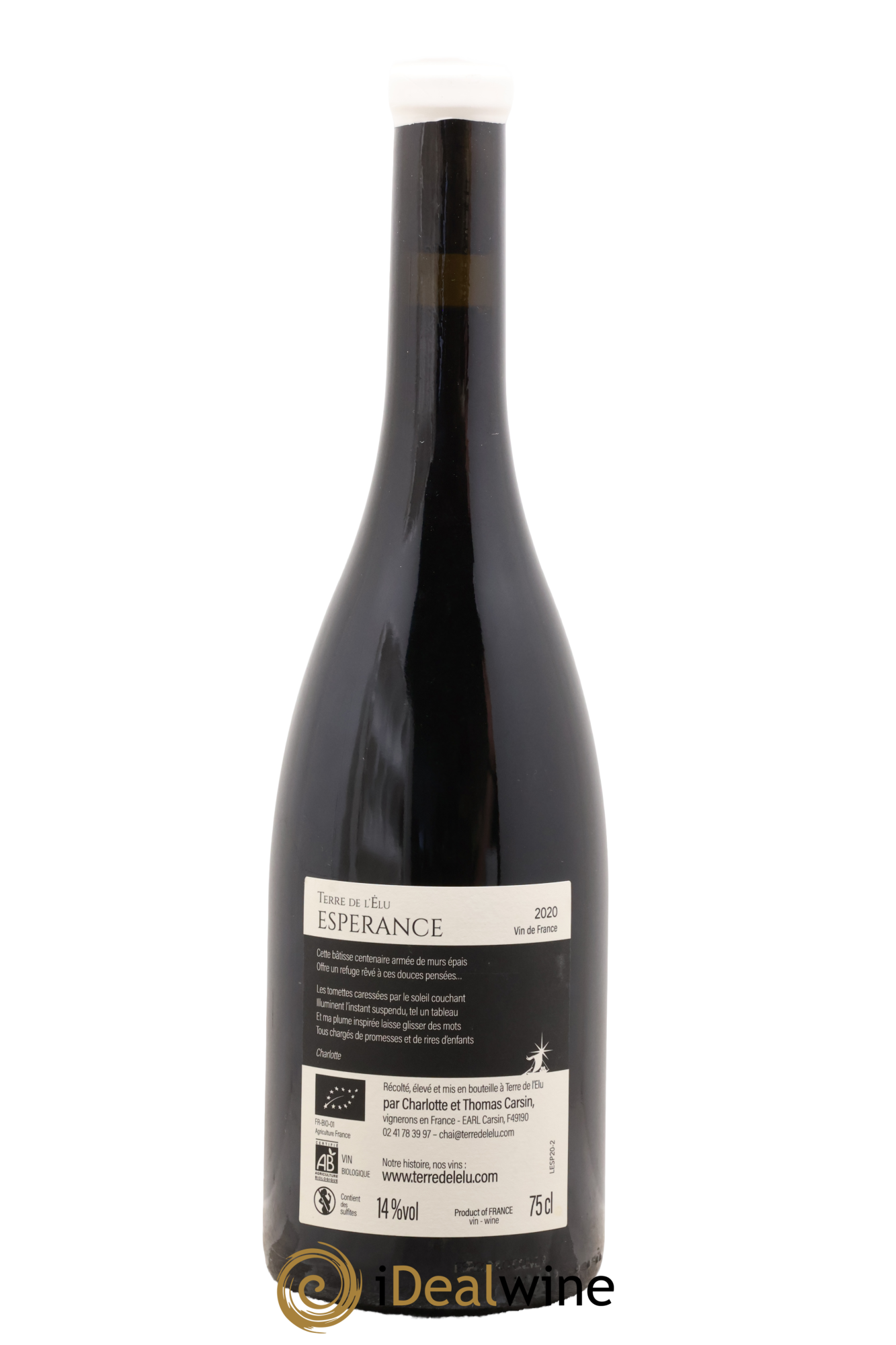 Vin de France Espérance Terre de l'Elu (Clos de L'Elu) 2020 - Lot de 1 bouteille - 1