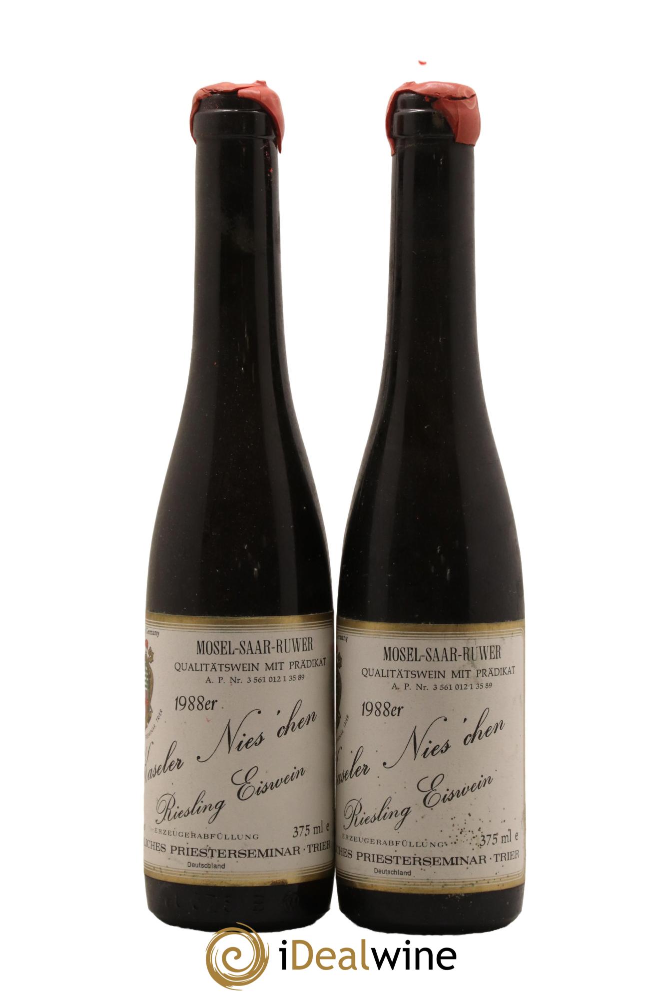 Riesling-Eiswein Bischofliche Priesterseminar Kaseler Nies chen AP 35 1988 - Posten von 2 Demi-Flaschen - 0