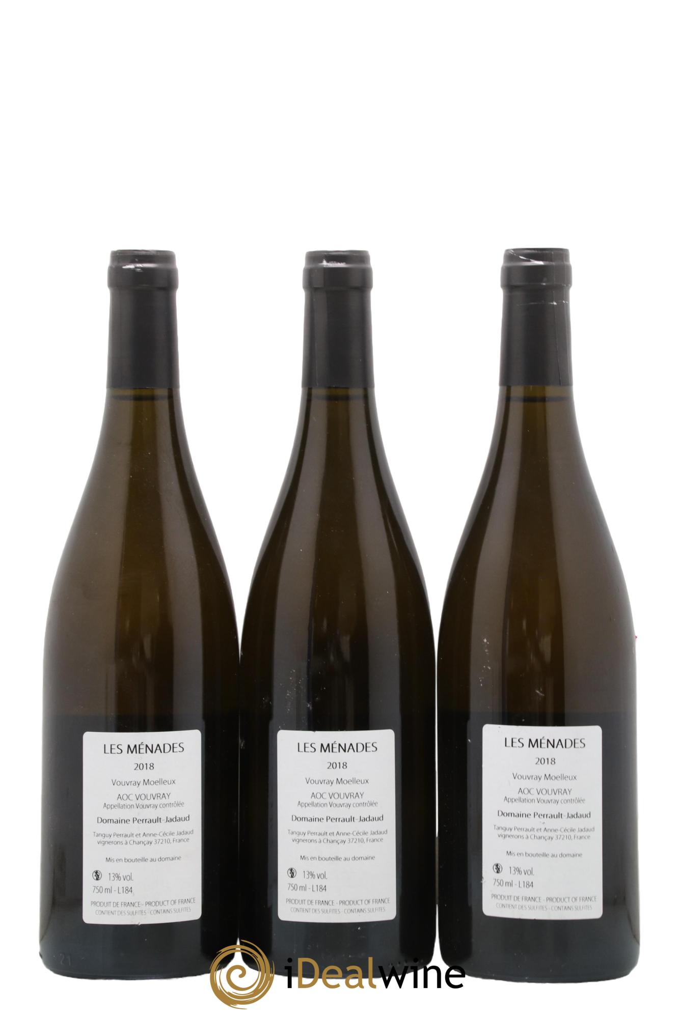 Vouvray Les Ménades Domaine Perrault Jadaud 2018 - Lotto di 3 bottiglie - 1