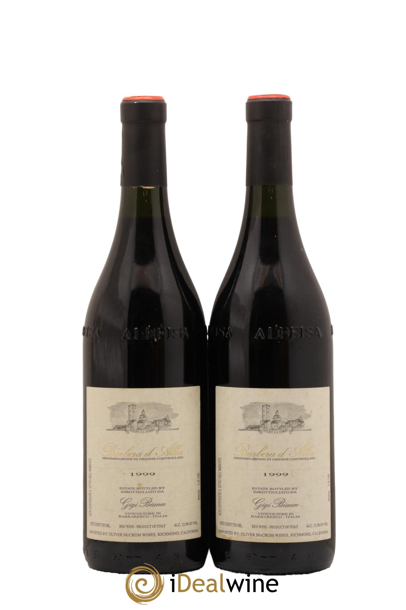 Barbera d'Alba DOC Gigi Bianco 1999 - Lot de 2 bouteilles - 0