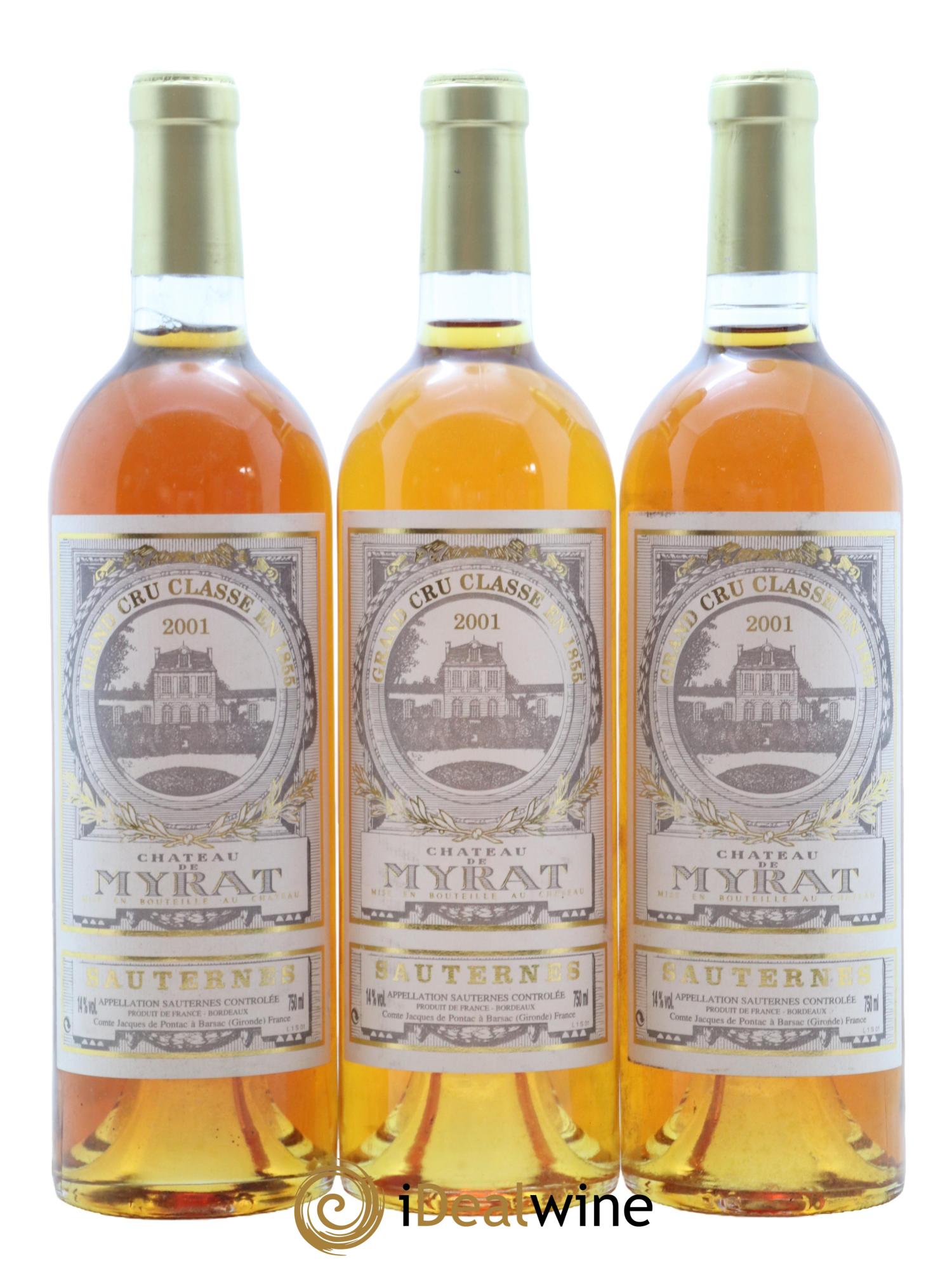 Château de Myrat 2ème Grand Cru Classé 2001 - Lotto di 3 bottiglie - 0