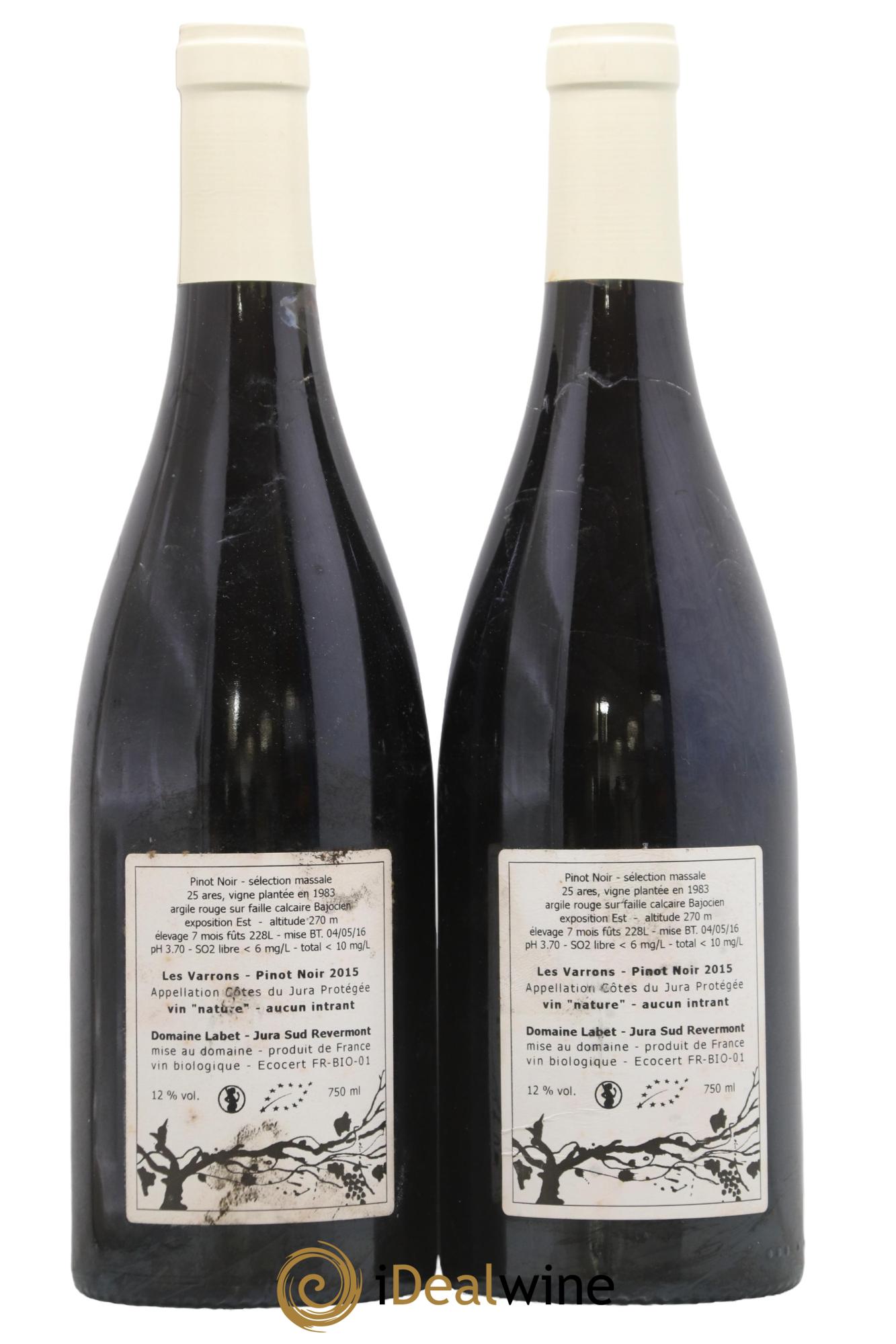 Côtes du Jura Pinot Noir Les Varrons Sélection Massale Romain - Julien  - Charline Labet 2015 - Lotto di 2 bottiglie - 1