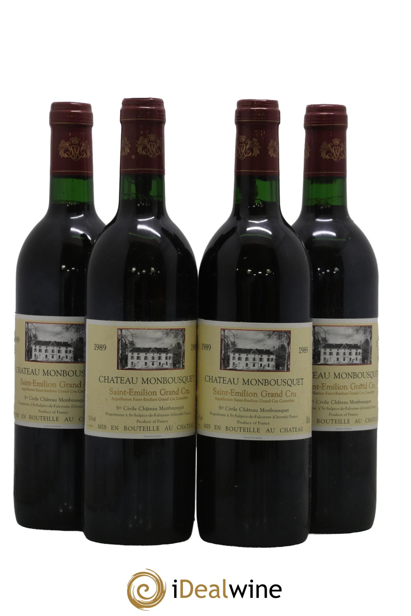 Château Monbousquet Grand Cru Classé 1989 - Lot de 4 bouteilles - 0