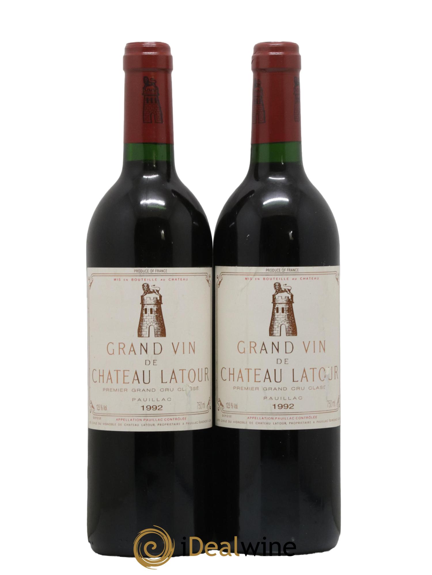Château Latour 1er Grand Cru Classé 1992 - Lot de 2 bouteilles - 0