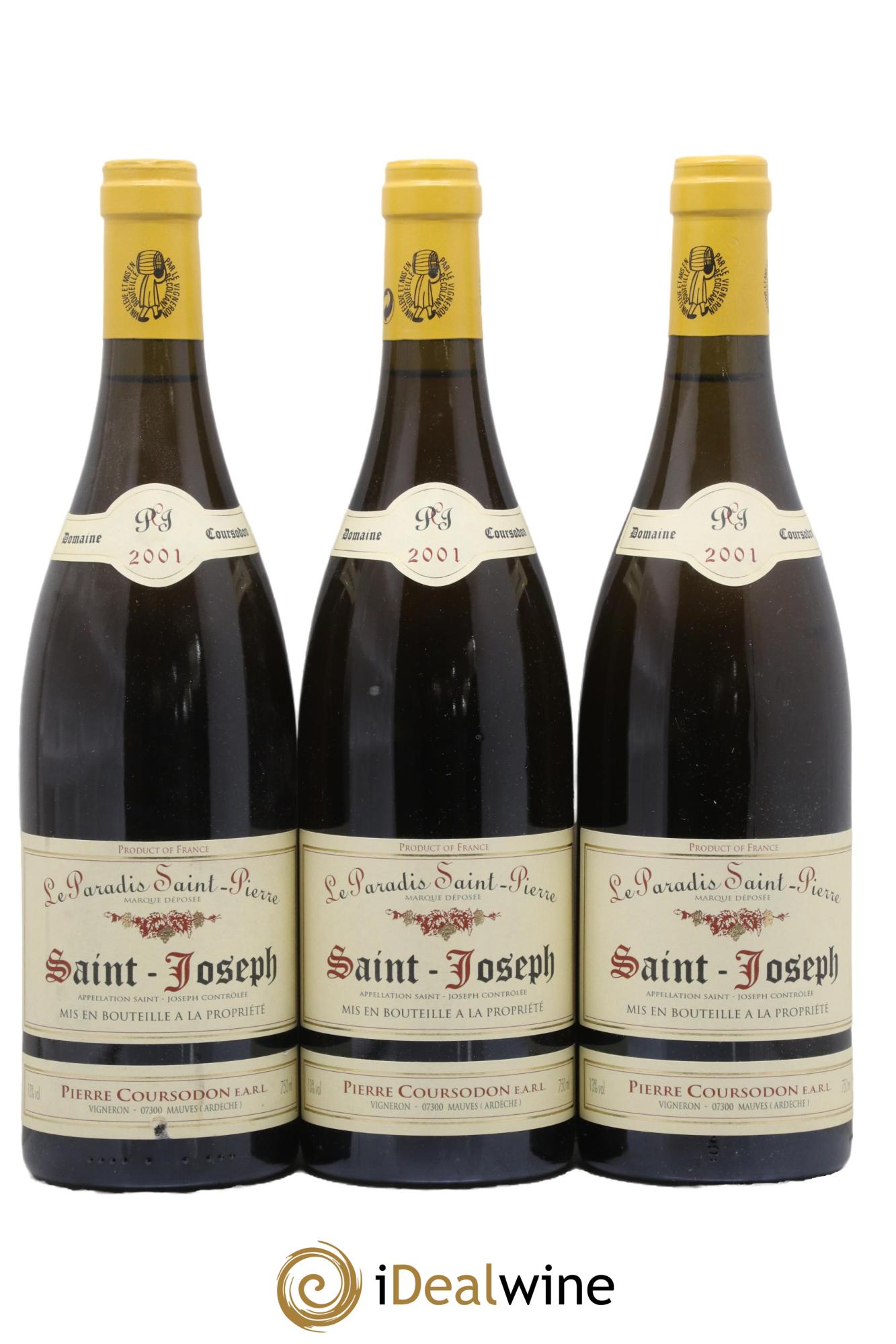 Saint-Joseph Le Paradis Saint-Pierre Pierre et Jérôme Coursodon 2001 - Posten von 3 Flaschen - 0