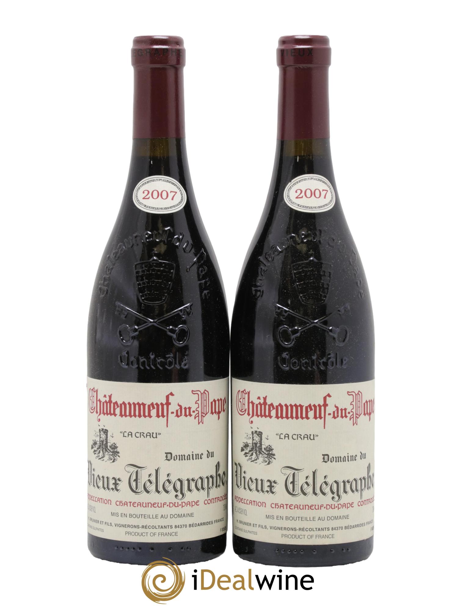 Châteauneuf-du-Pape Vieux Télégraphe (Domaine du) Vignobles Brunier 2007 - Lot de 2 bouteilles - 0