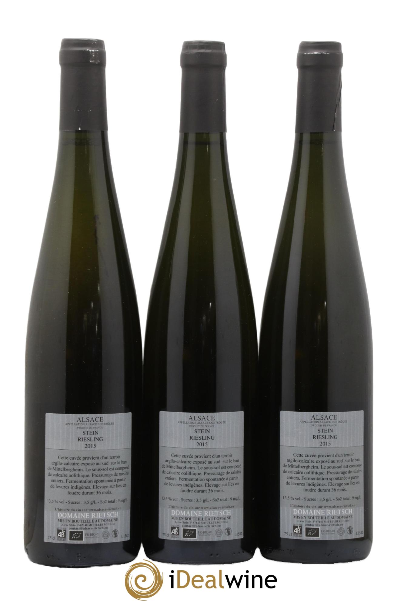 Alsace Riesling Stein Domaine Rietsch 2015 - Lot de 3 bouteilles - 1
