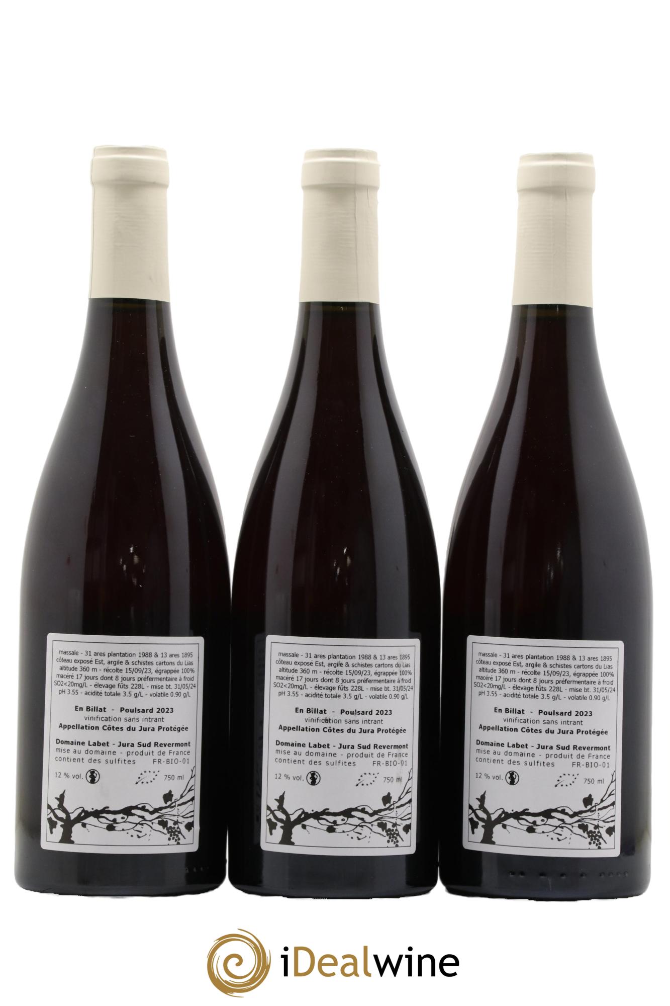 Côtes du Jura Poulsard En Billat Romain - Julien - Charline Labet 2023 - Lot de 3 bouteilles - 1
