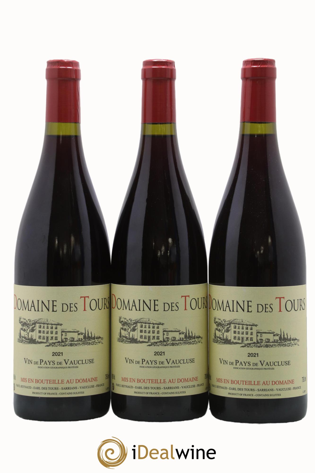 IGP Vaucluse (Vin de Pays de Vaucluse) Domaine des Tours Emmanuel Reynaud 2021 - Lot de 3 bouteilles - 0