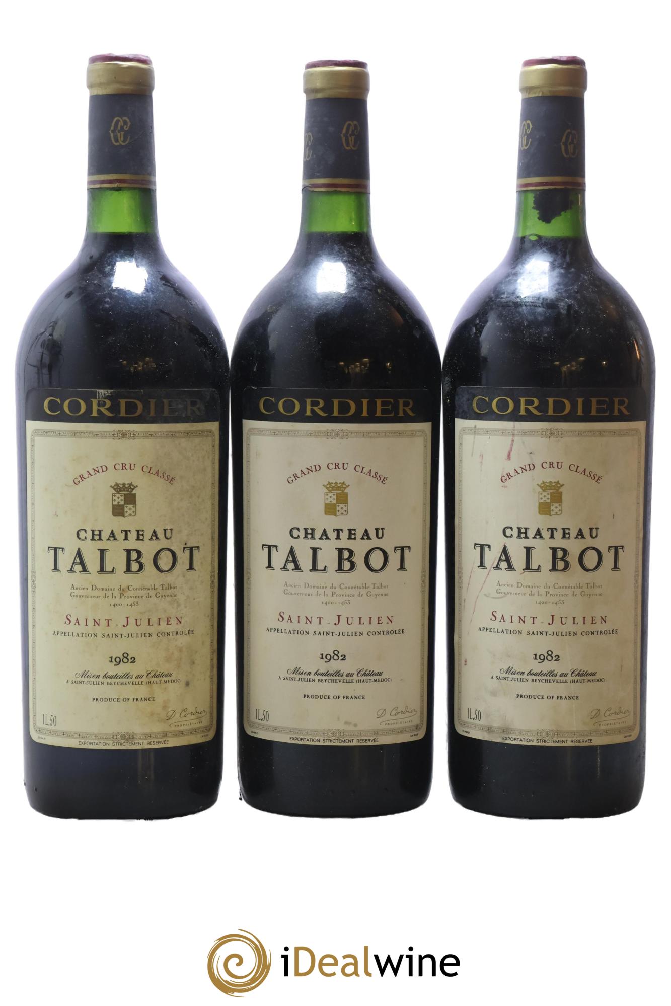 Château Talbot 4ème Grand Cru Classé 1982 - Lot de 3 magnums - 0