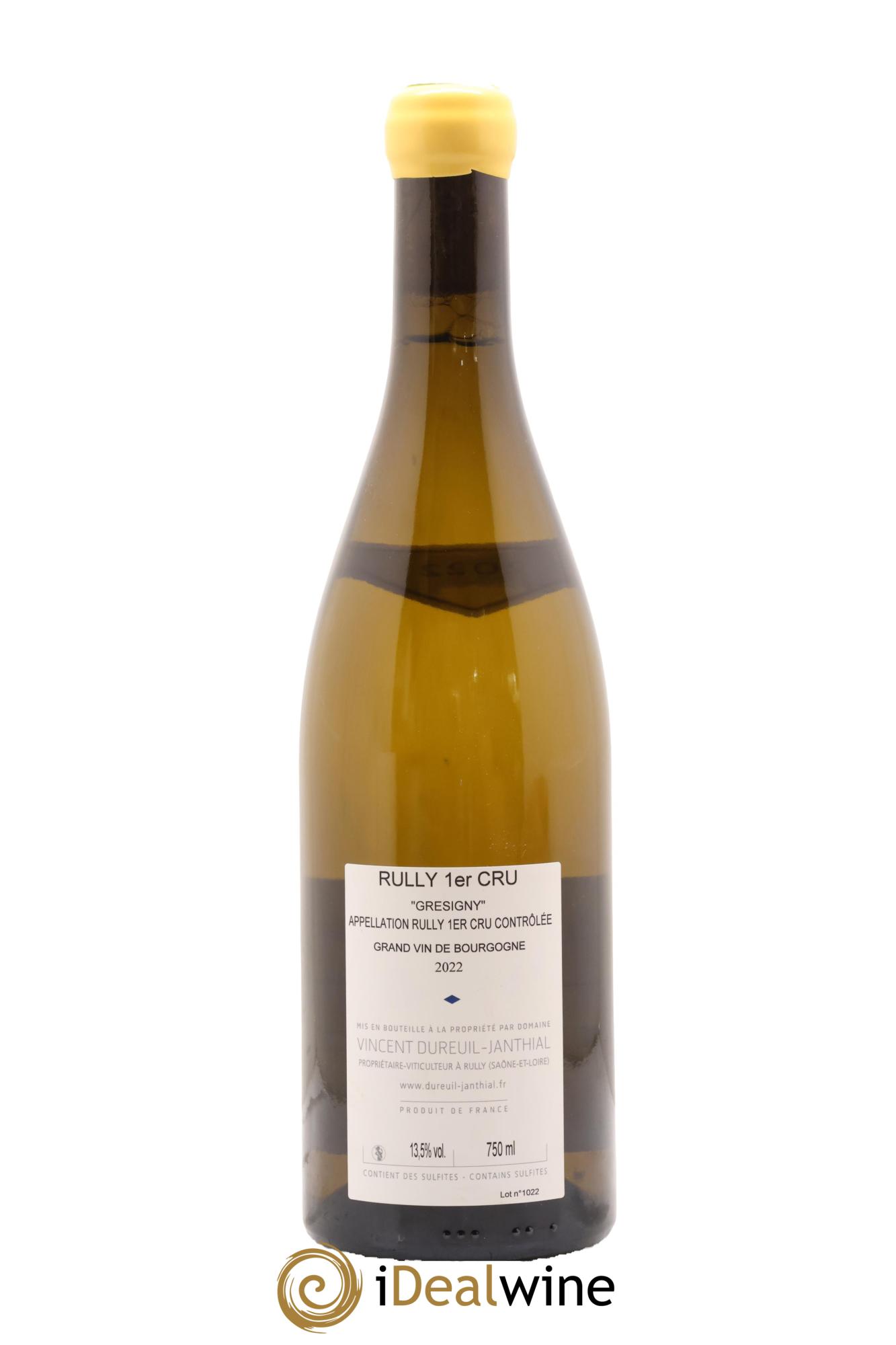 Rully 1er Cru Grésigny Vincent Dureuil-Janthial 2022 - Lot de 1 bouteille - 1