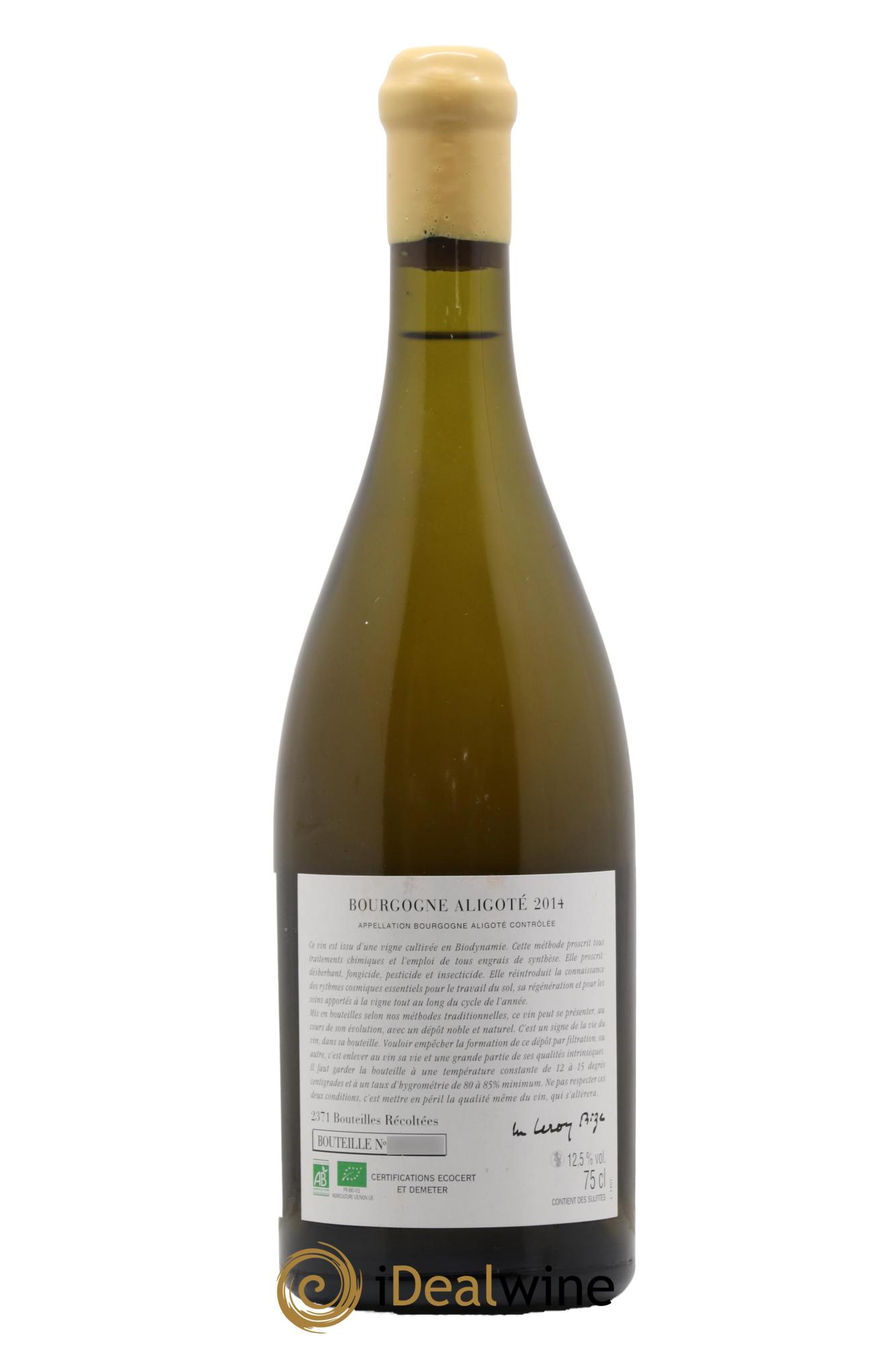 Bourgogne Aligoté Sous Chatelet d'Auvenay (Domaine) 2014 - Lot de 1 bouteille - 1