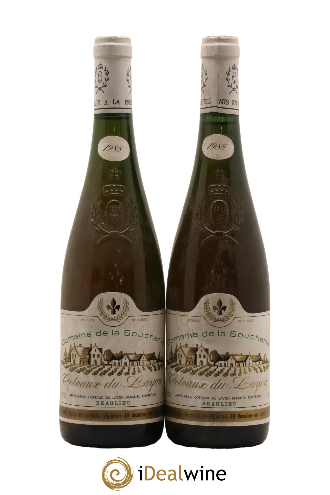 Coteaux du Layon Beaulieu Domaine De La Soucherie 1988 - Lotto di 2 bottiglie - 0
