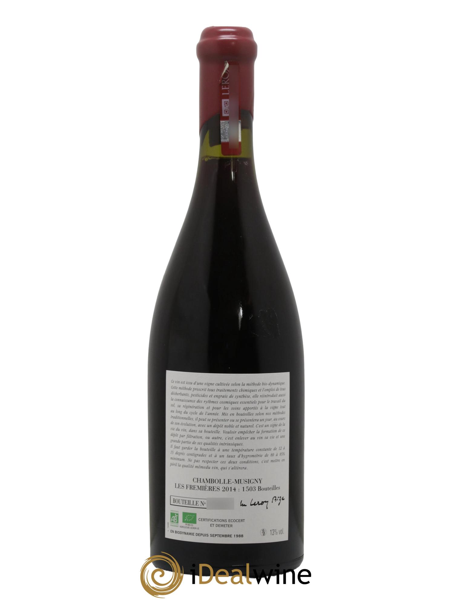 Chambolle-Musigny Les Fremières Leroy (Domaine) 2014 - Lot de 1 bouteille - 1