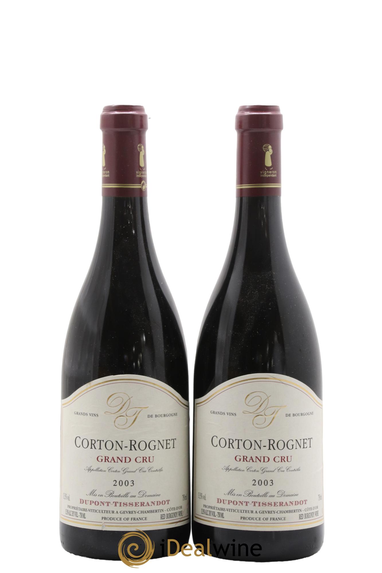 Corton Grand Cru Le Rognet Dupont-Tisserandot (Domaine) 2003 - Lot de 2 bouteilles - 0