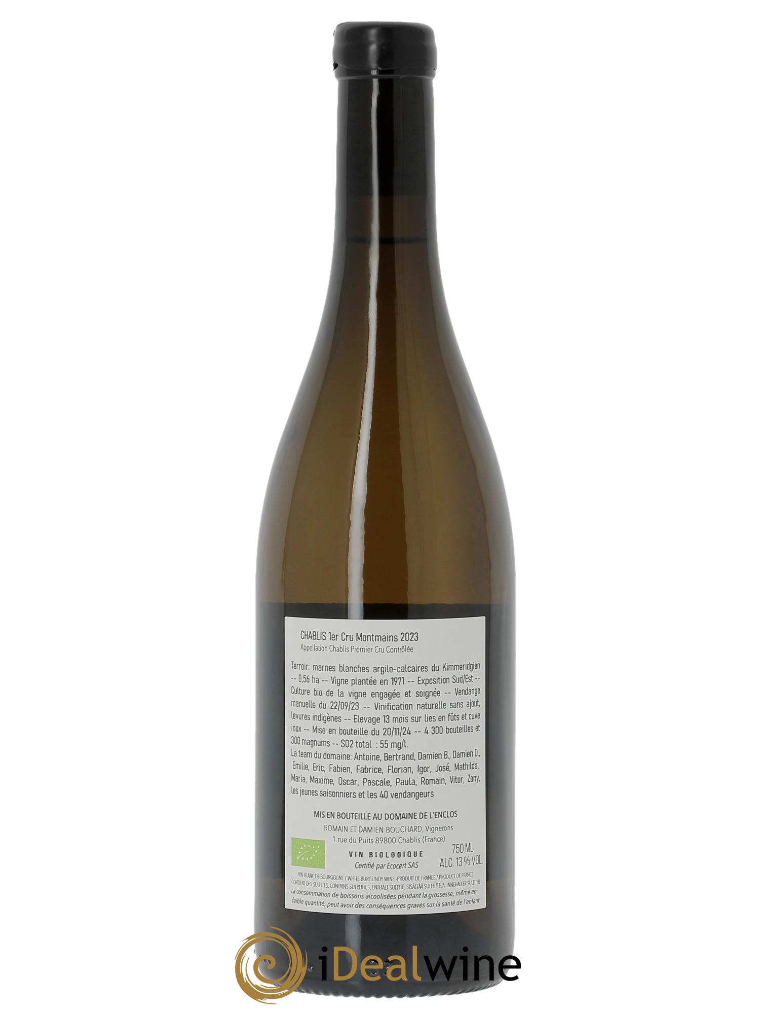Chablis 1er Cru Montmains Domaine de l'Enclos 2023 - Lote de 1 botella - 1